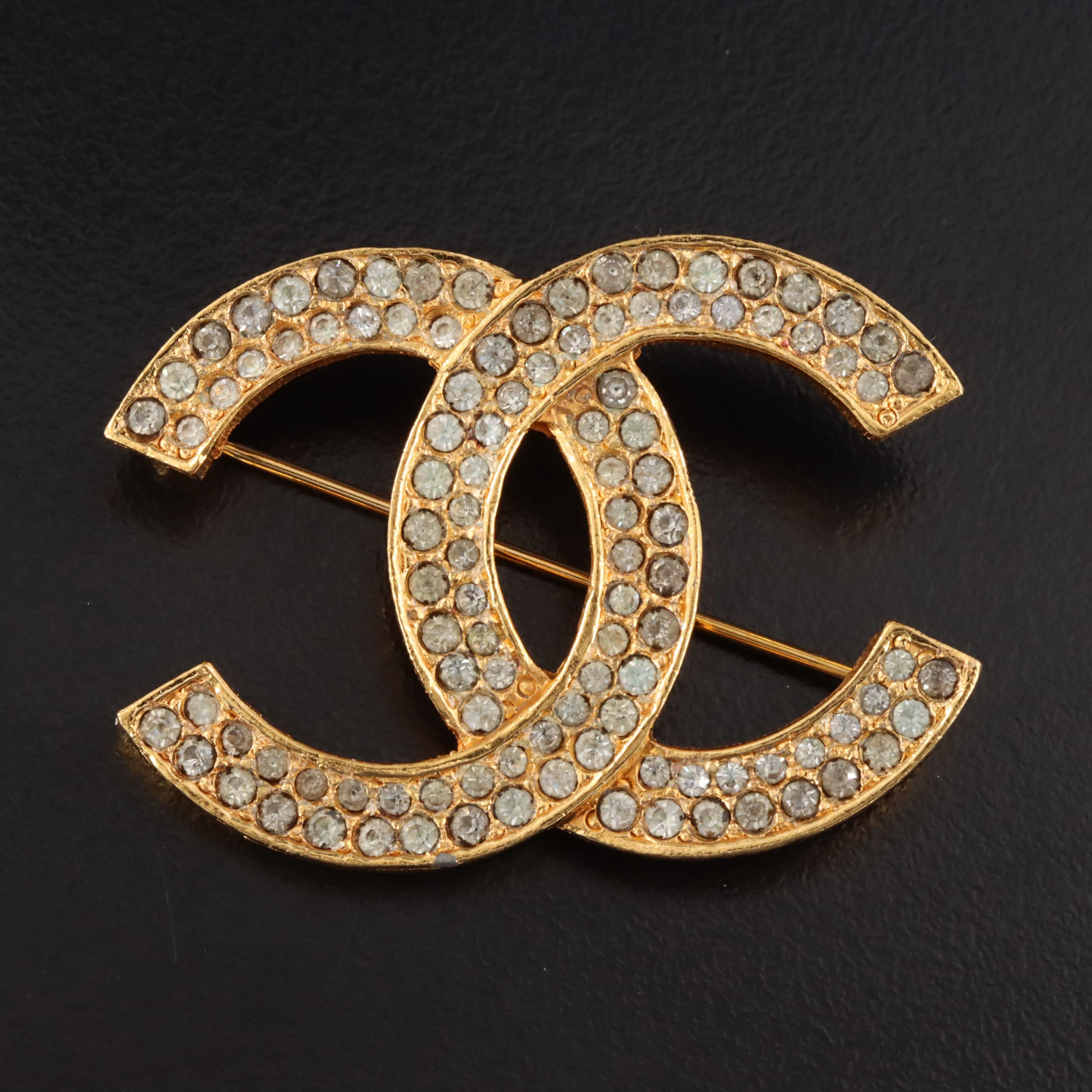 Chanel CC Crystal Brooch Vintage