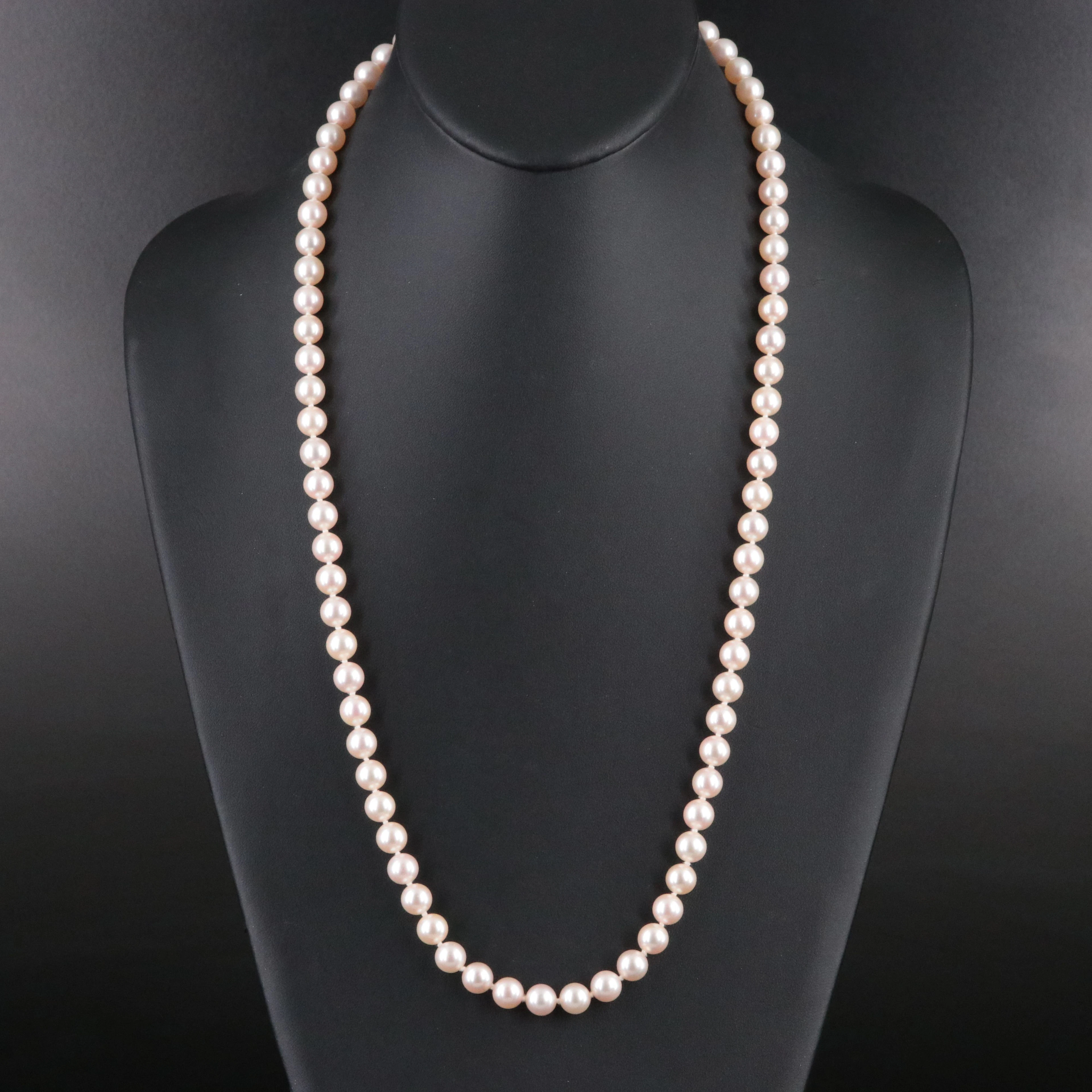 Mikimoto Opera Length Pearl Necklace with 18K Clasp