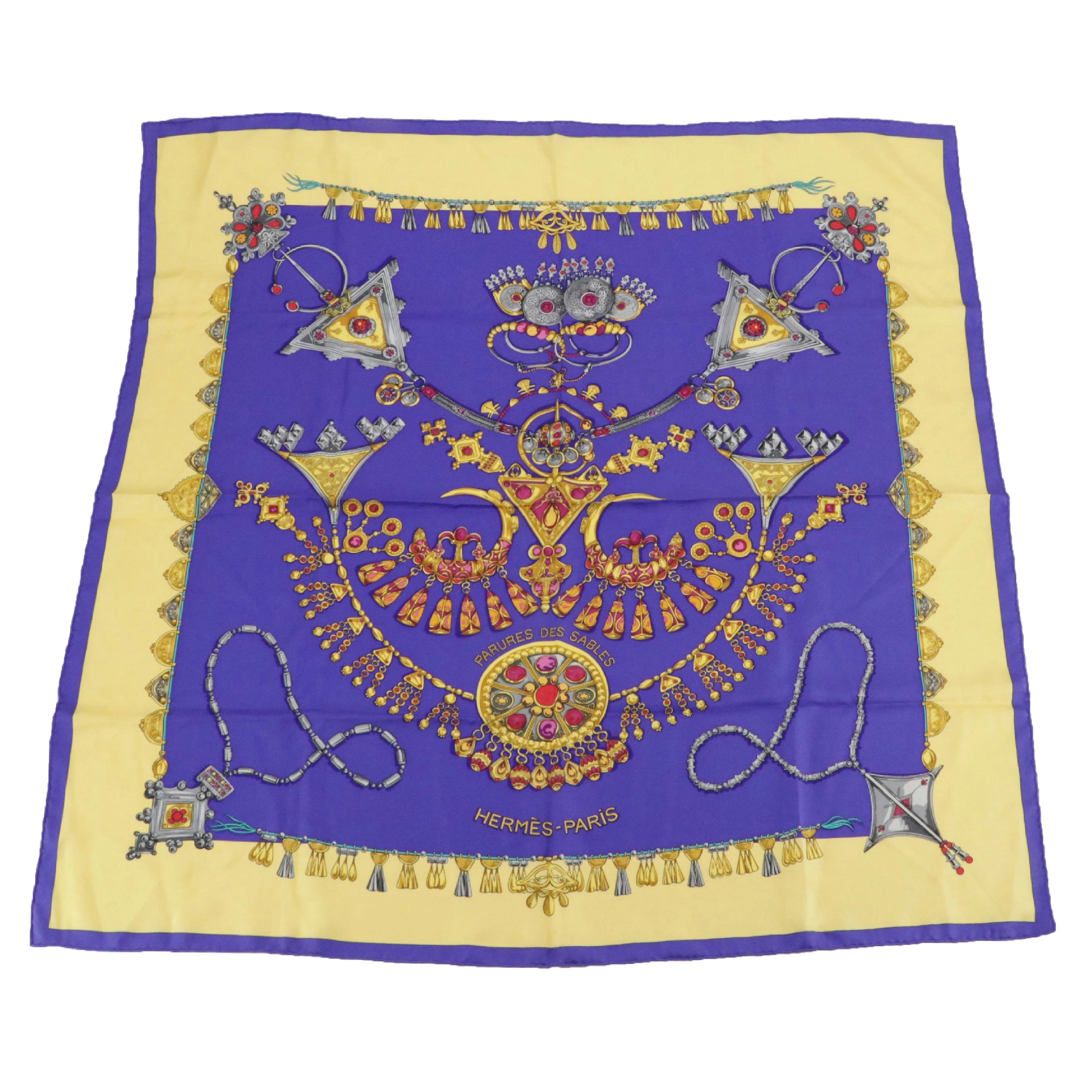 Hermès "Parures des Sables" Scarf 90 in Silk Twill