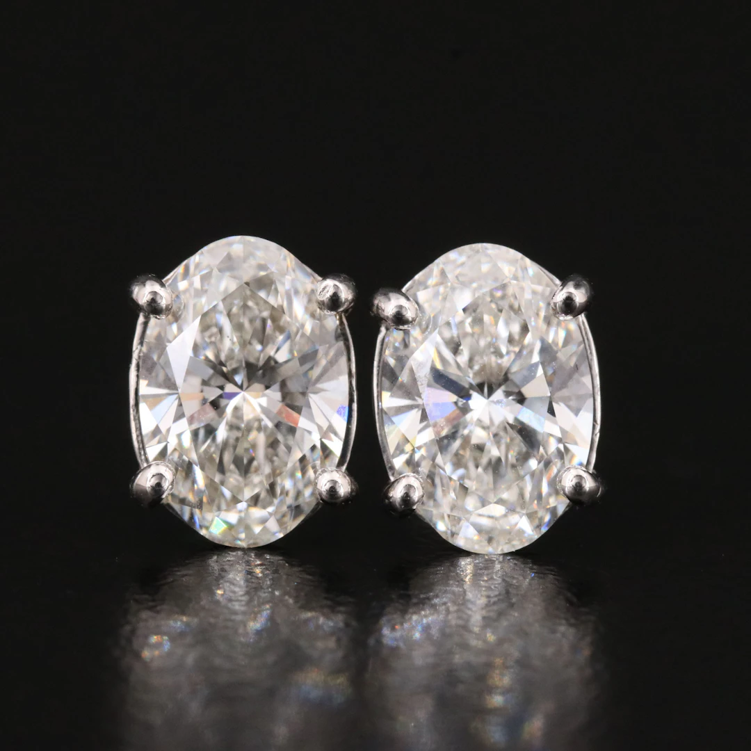 14K 3.82 CTW Lab Grown Diamond Solitaire Earrings with IGI Reports