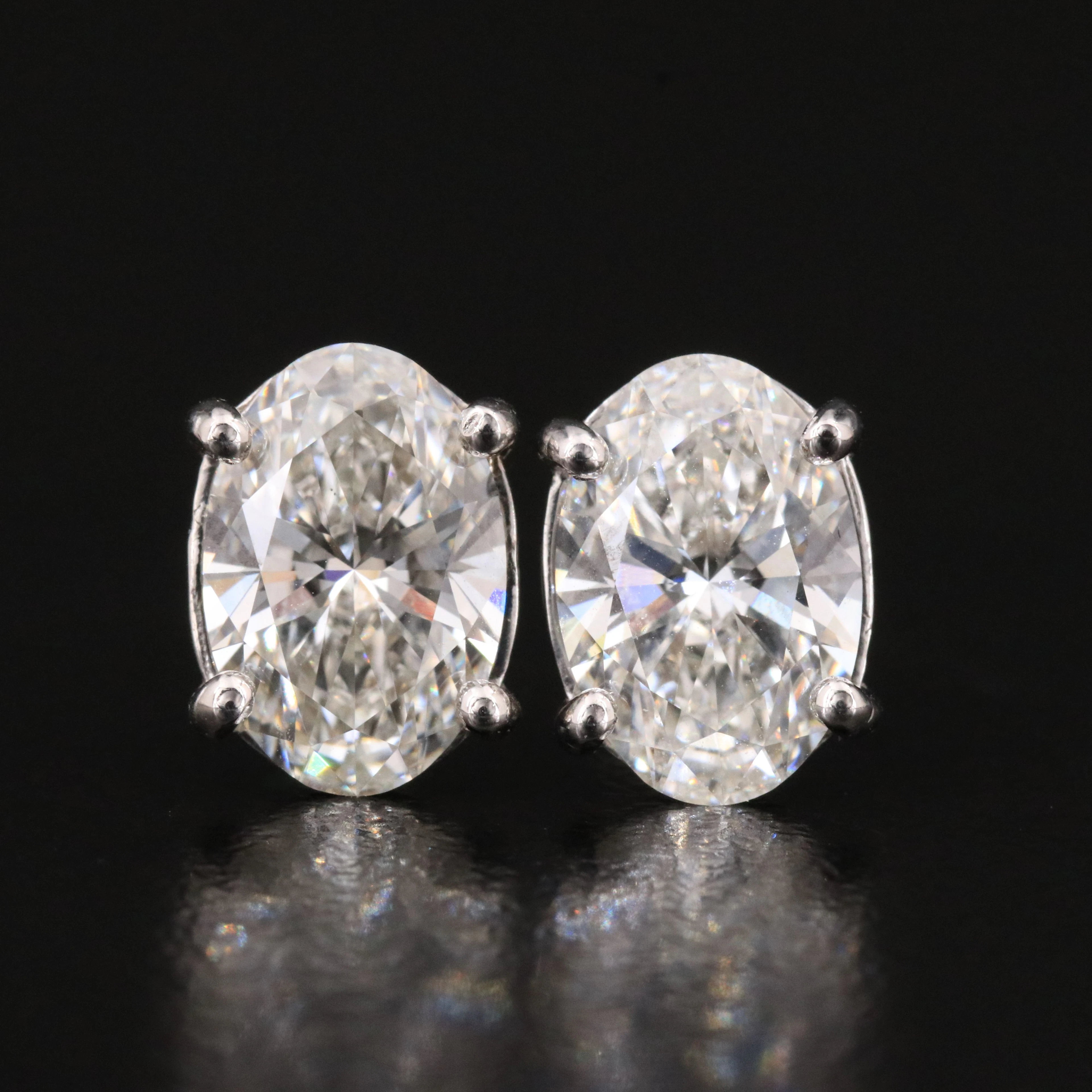 14K 3.82 CTW Lab Grown Diamond Solitaire Earrings with IGI Reports