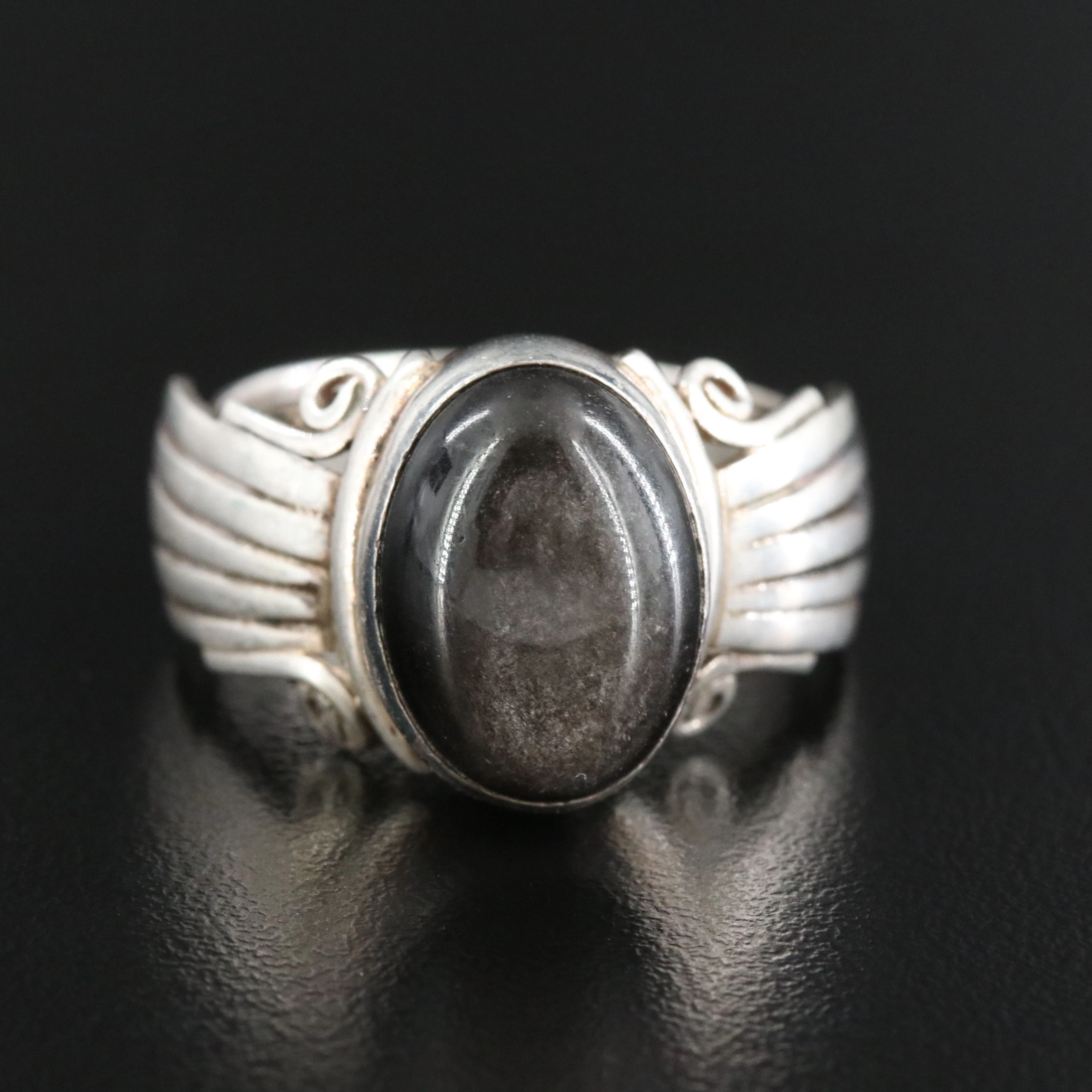 Southwestern Sterling Sheen Obsidian Ring