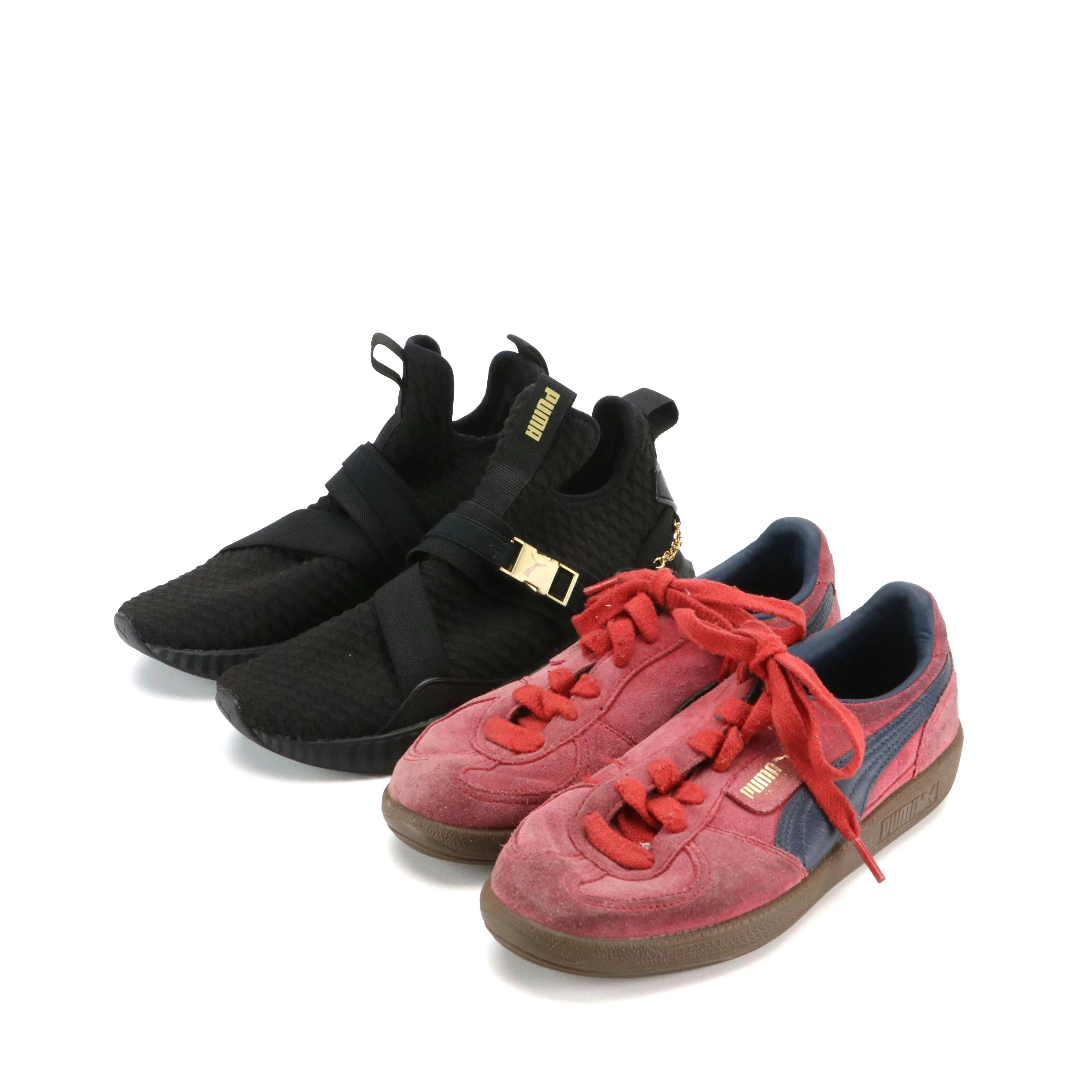 Puma Red Suede Palermo Sneakers and Defy Mid Cross Trainer Sneakers