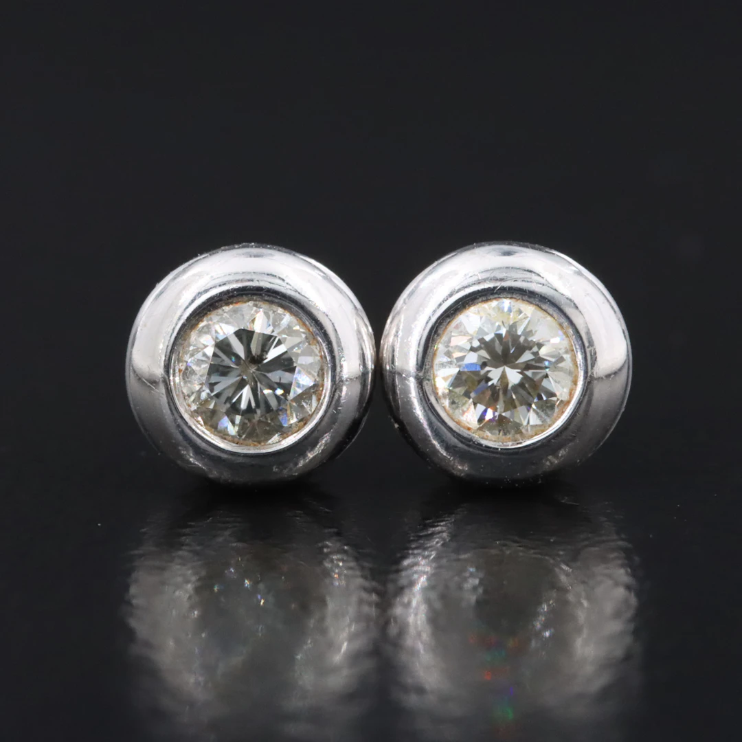 14K 0.34 CTW Diamond Bezel Set Solitaire Earrings