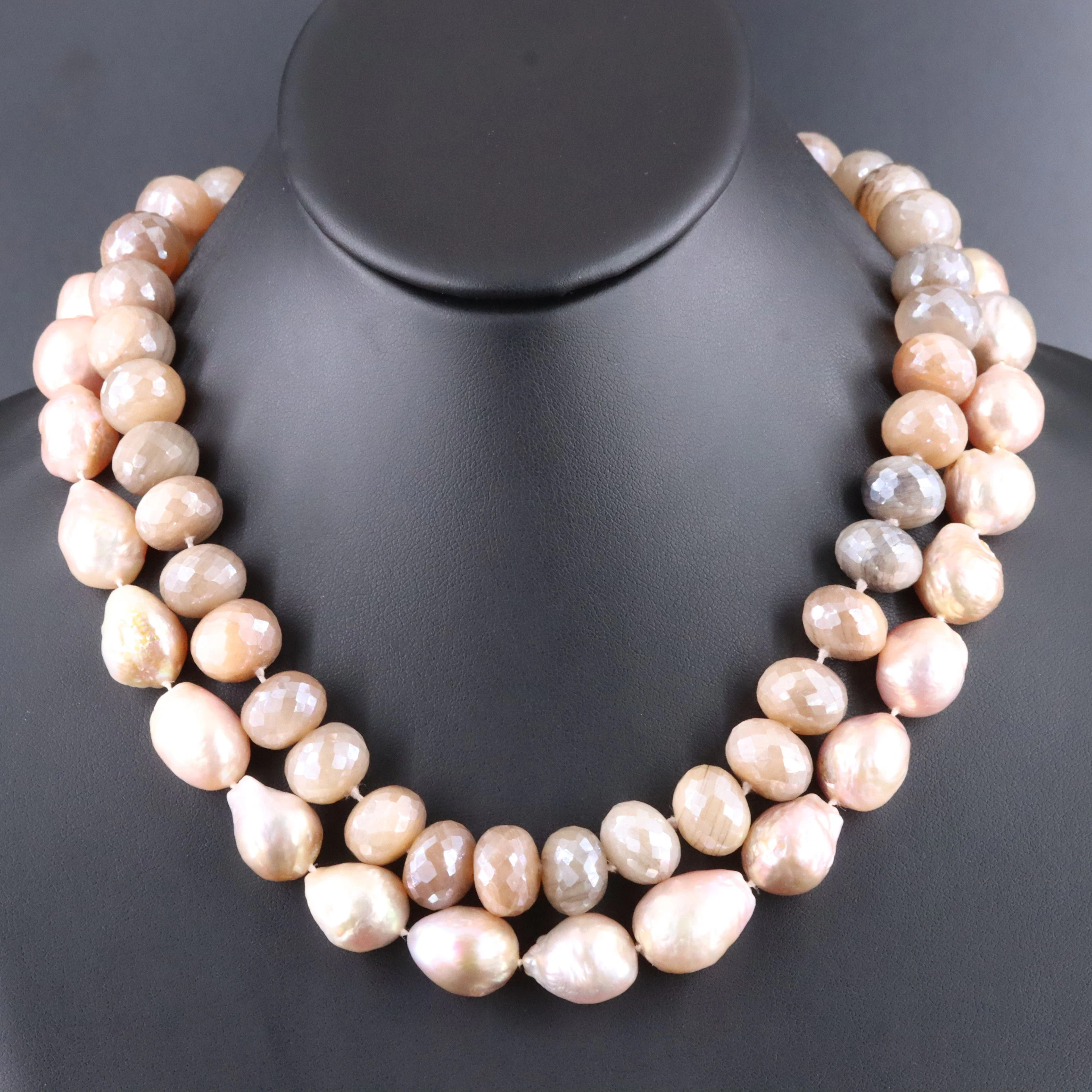 Pearl, Rhinestone and Quartz Necklaces with Fancy Clasps