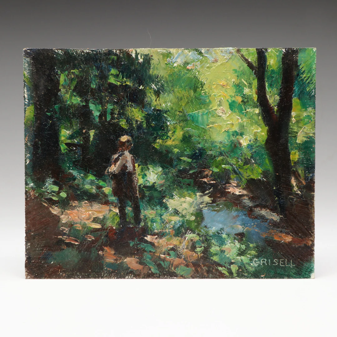 Susan Grisell Impressionist Forest Landscape with Figure