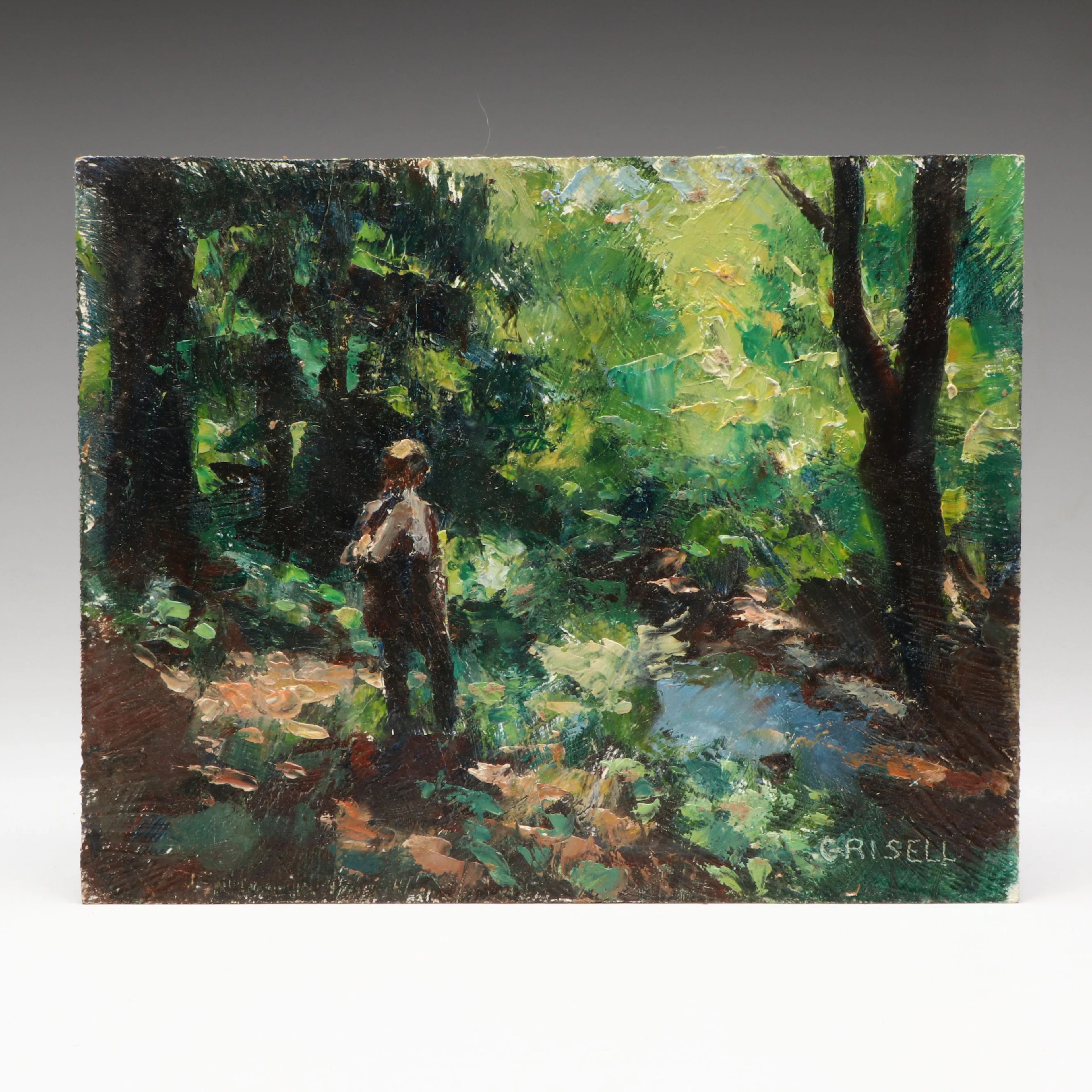 Susan Grisell Impressionist Forest Landscape with Figure
