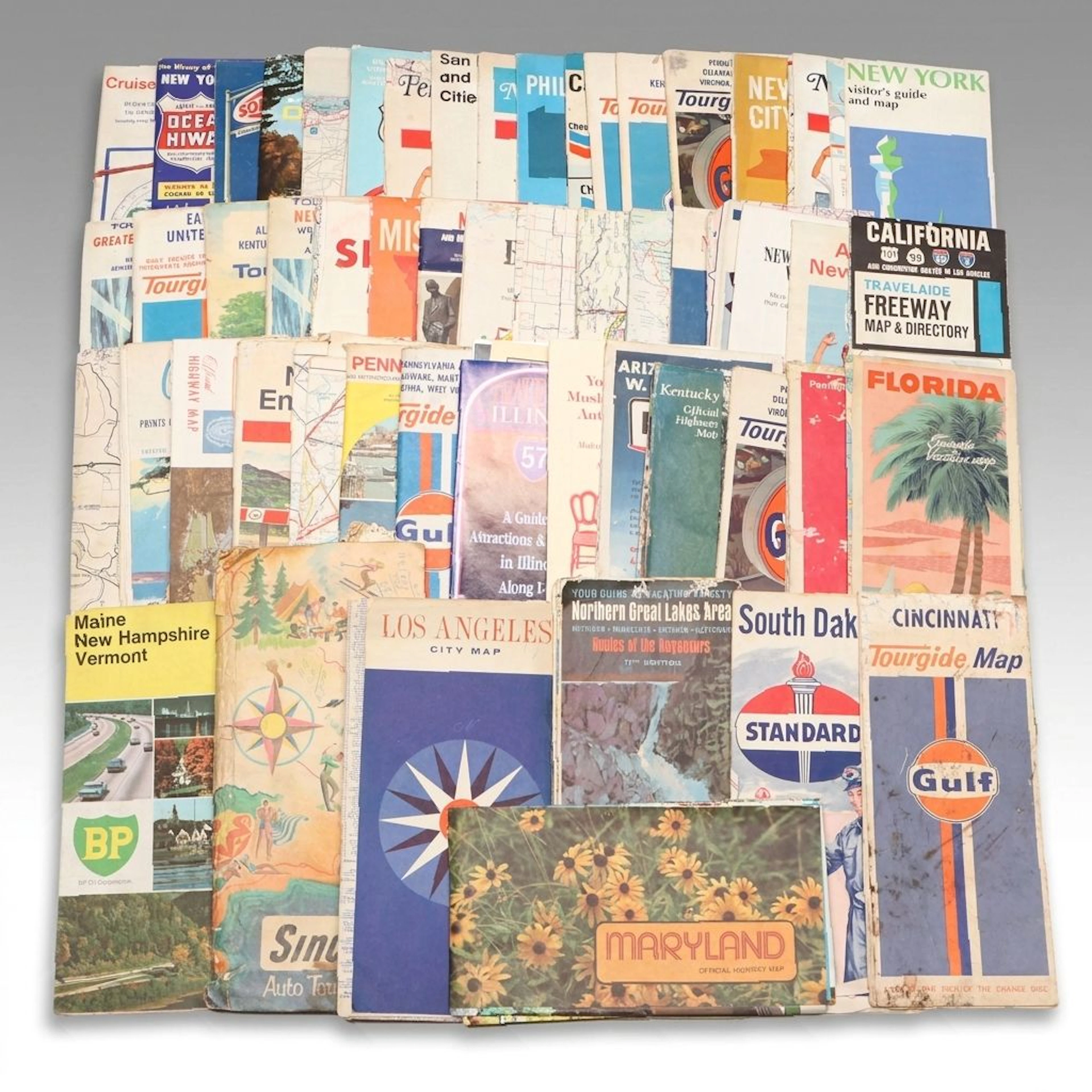 City and State Maps Including "Los Angeles," "Northern Great Lakes," and More