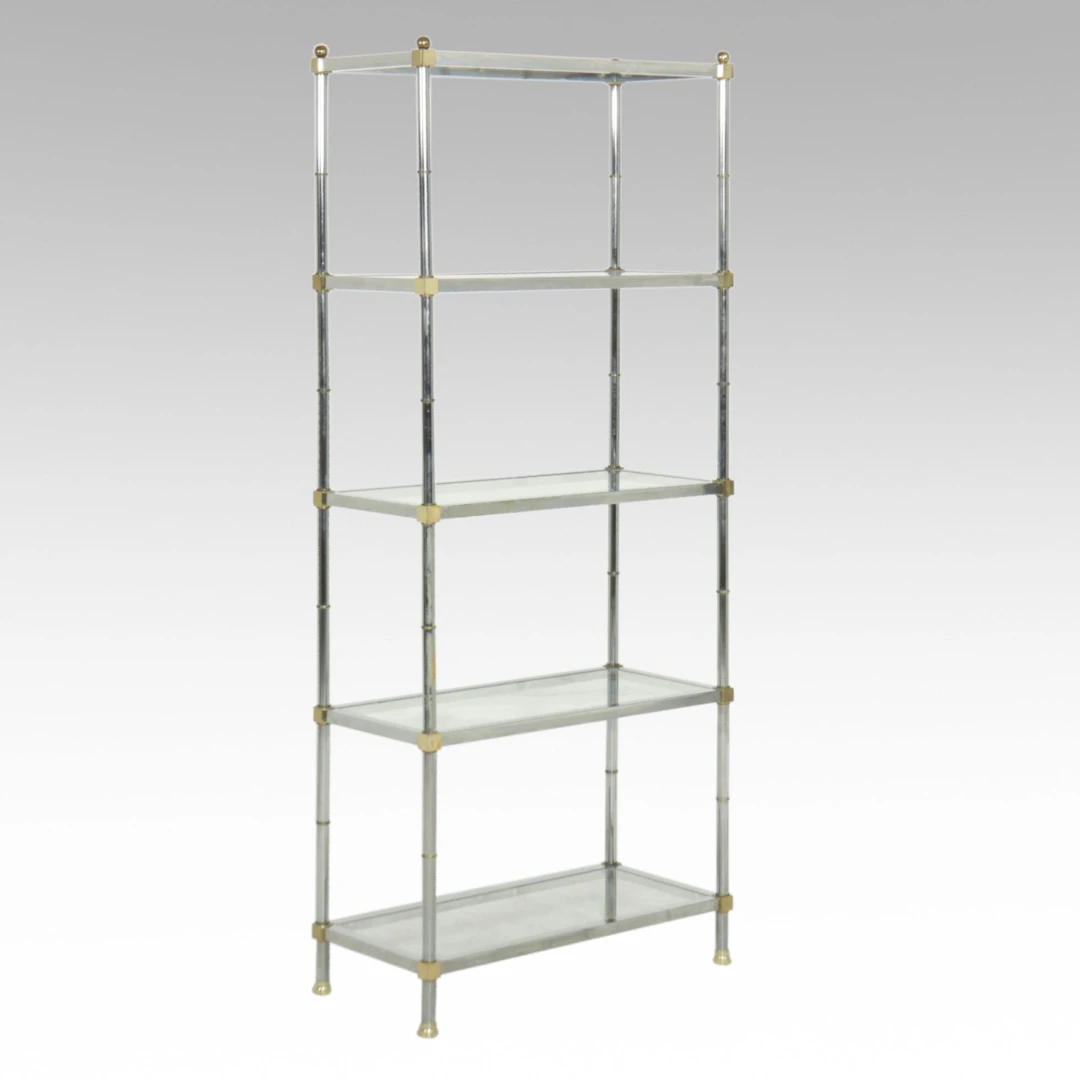 Mid-Century Modern Metal and Glass Bookcase