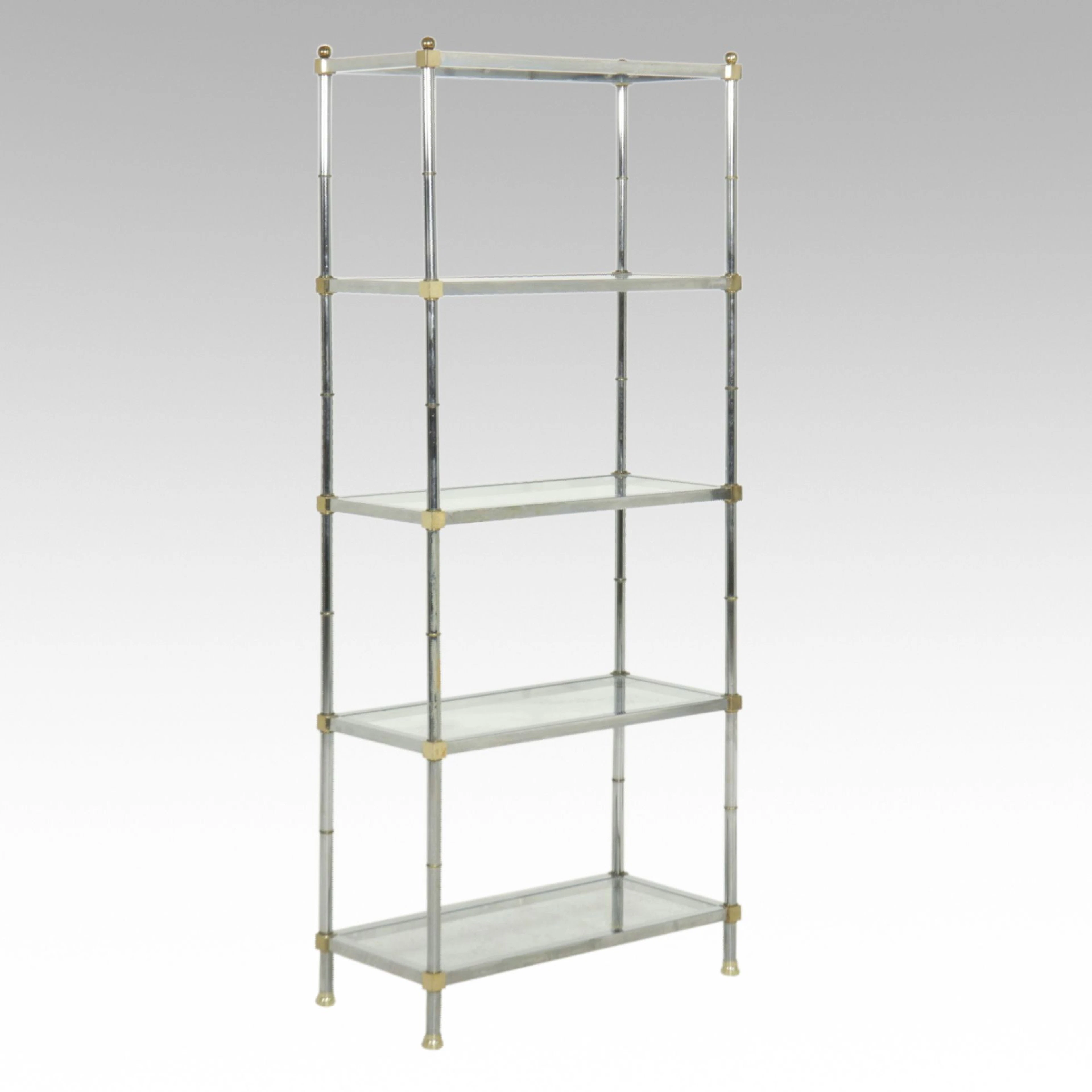 Mid-Century Modern Metal and Glass Bookcase
