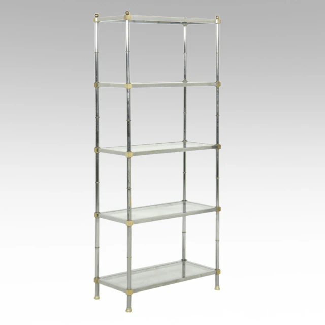 Mid Century Modern Metal and Glass Bookcase