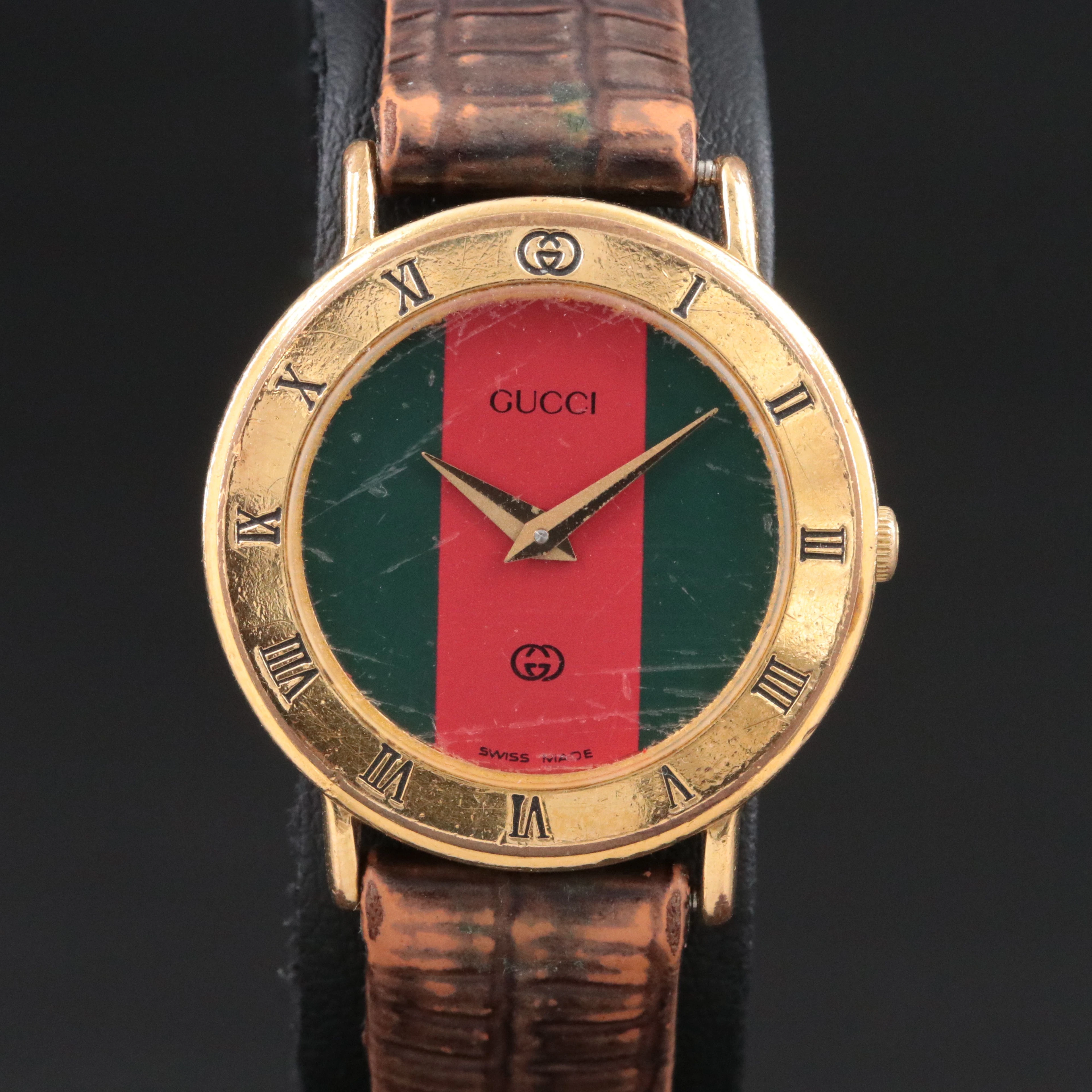 Vintage Gucci Red & Green Dial Quartz Watch