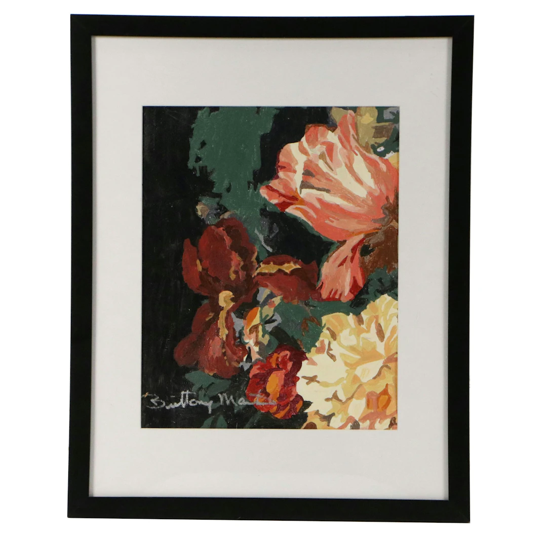 Brittony Martin Floral Acrylic Painting "Tulip and Red Iris," 2026