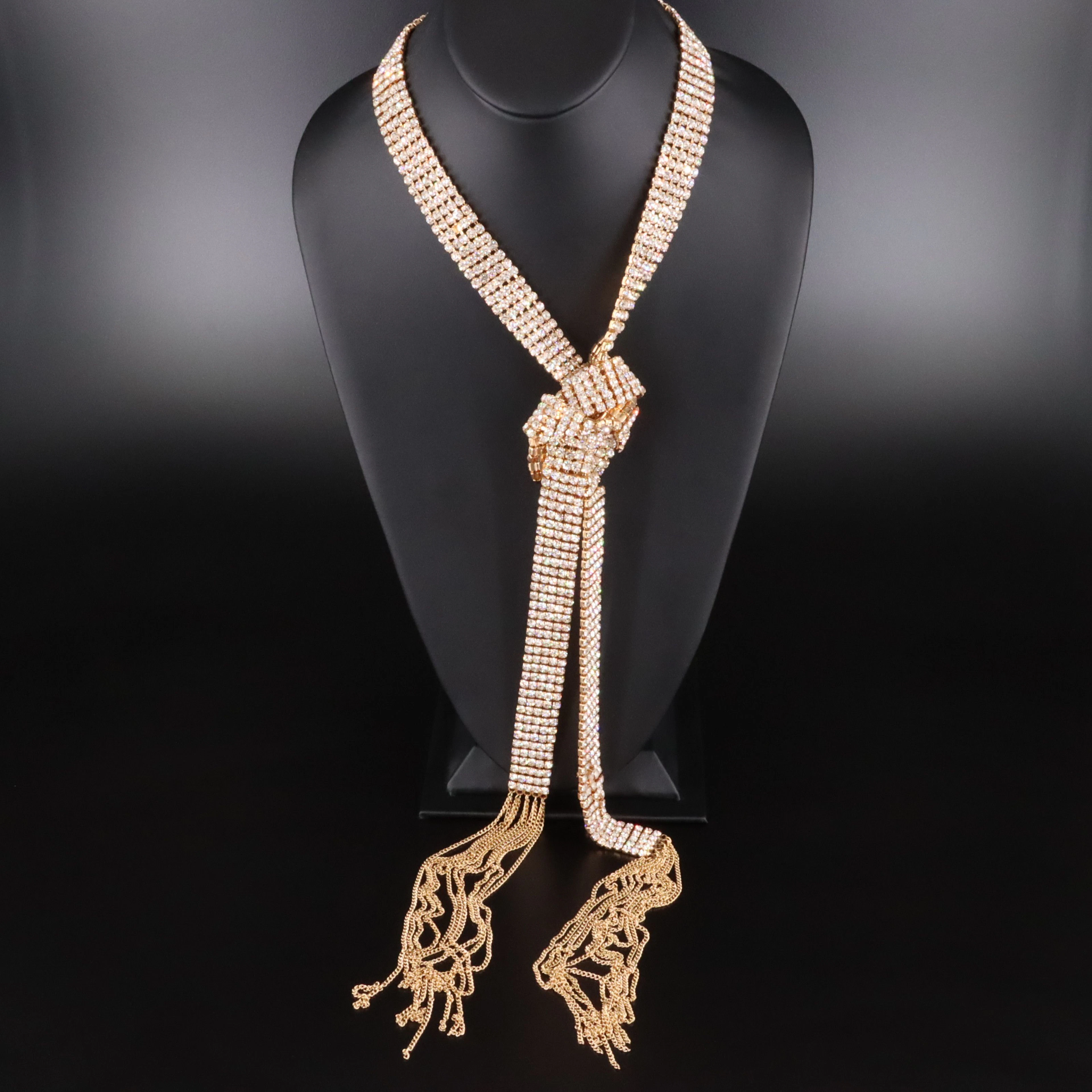 Vintage Rhinestone Sautoir Necklace