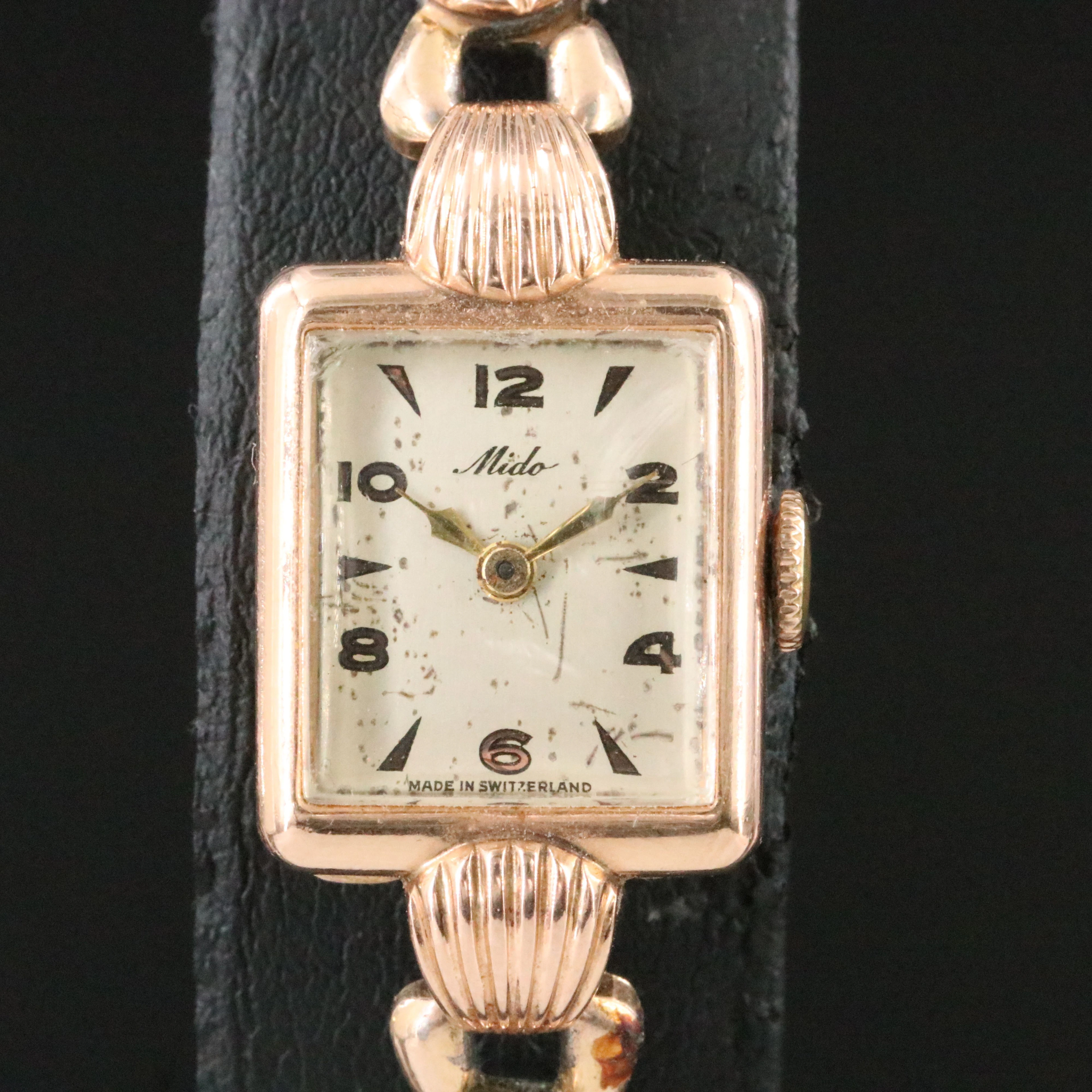 Vintage Mido 14K Rose Gold Vintage Stem Wind Watch