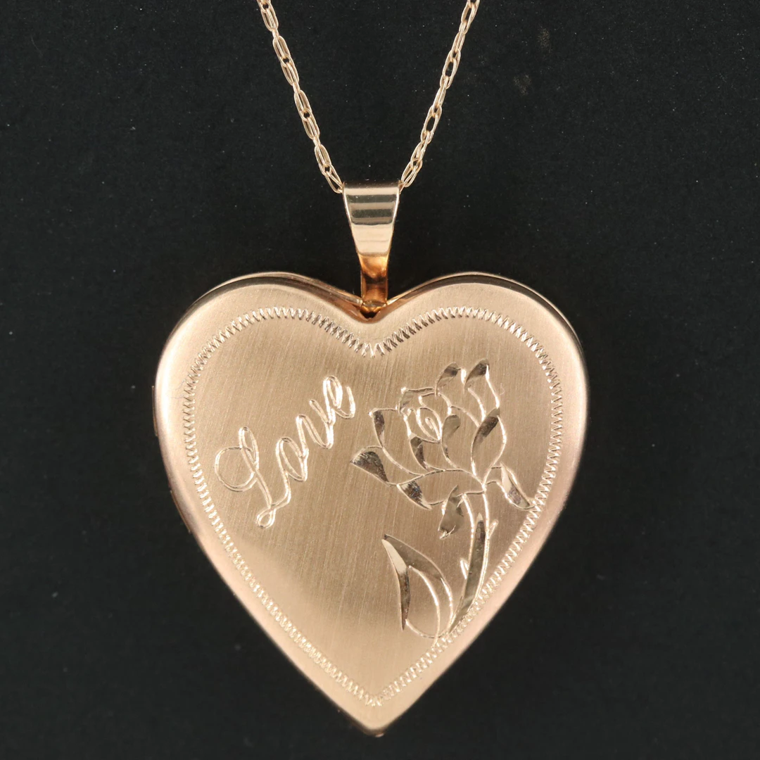 10K Heart Locket Necklace