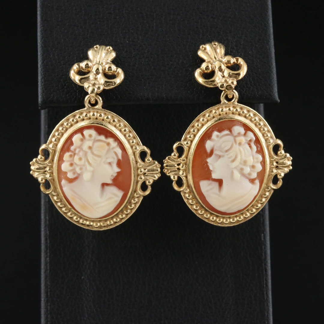 Cameo Italiano Sterling Cameo Drop Earrings