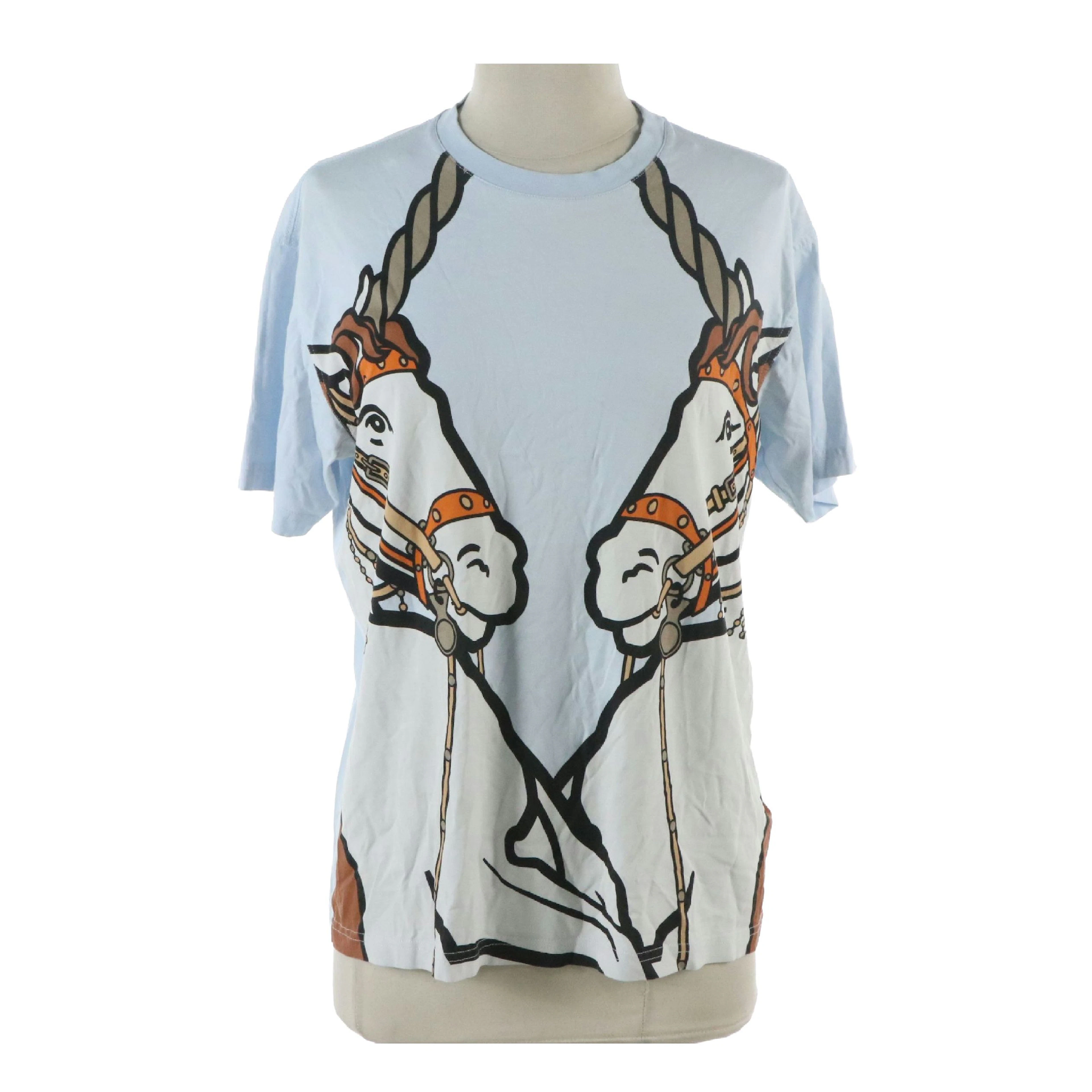Burberry Unicorn Print Crew Neck T-Shirt in Light Blue