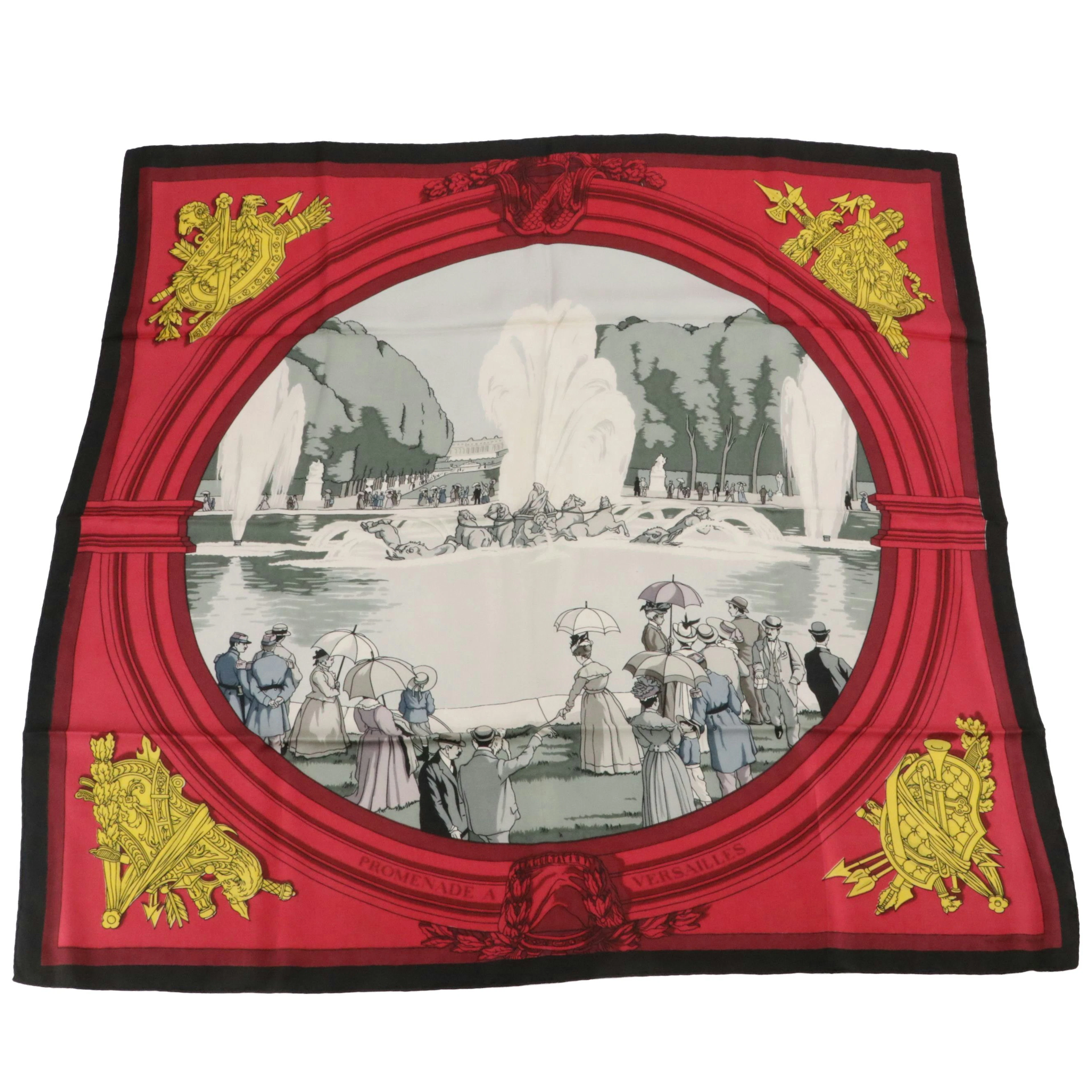 Hermès "Promenade a Versailles" Scarf 90 in Silk Twill With Box