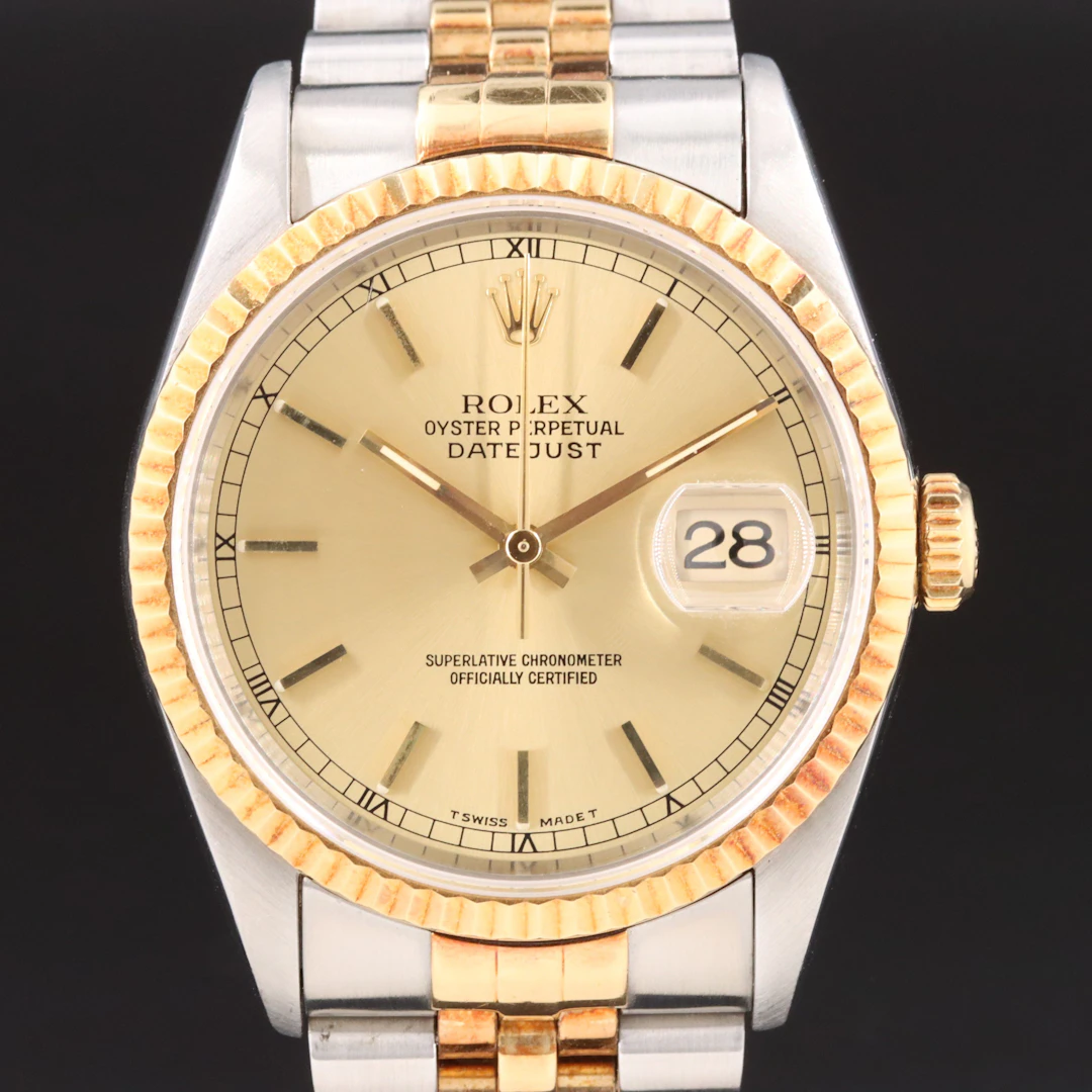 1995 Rolex 18K & Steel Datejust 36mm Watch Model 16233