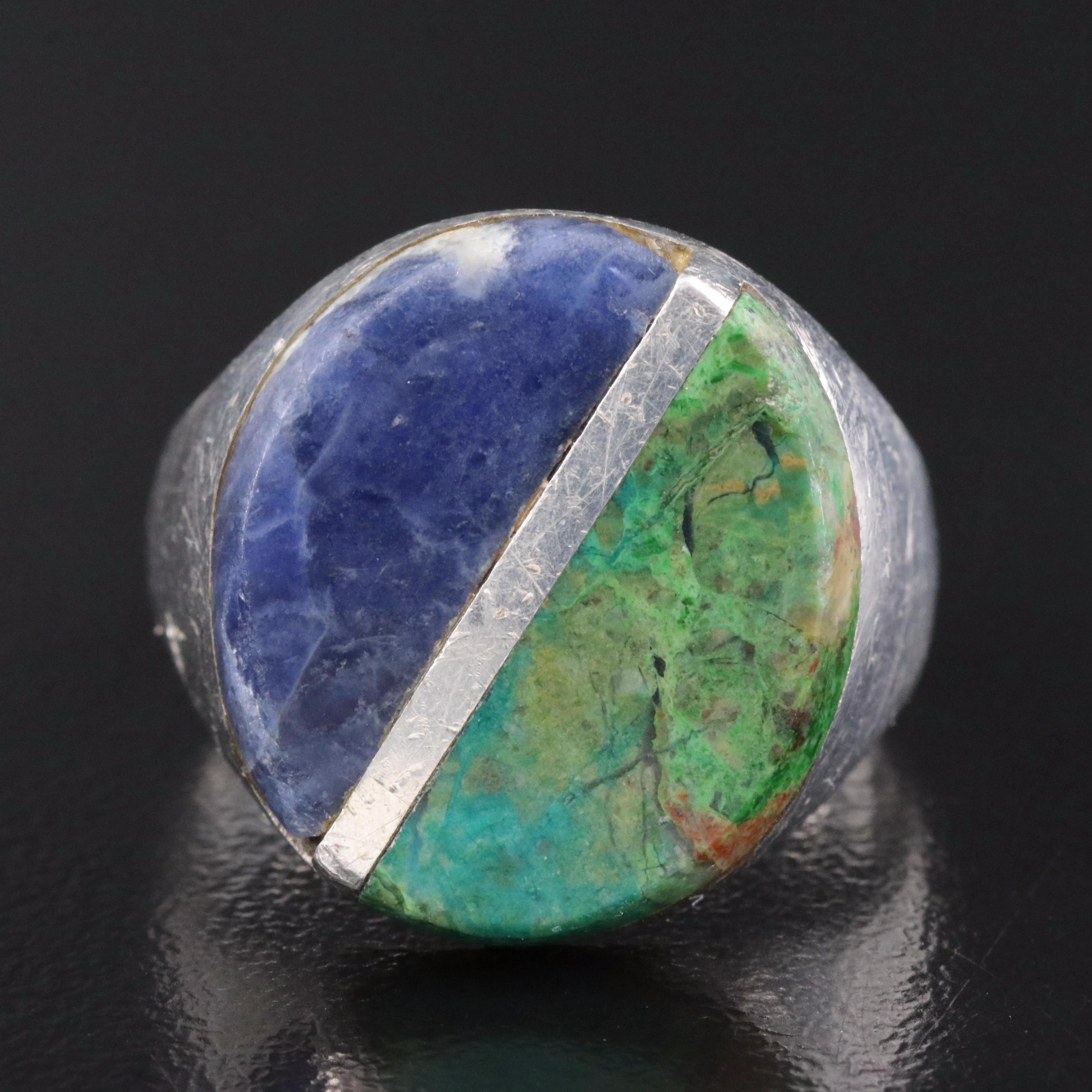Sterling Sodalite and Turquoise Inlay Ring
