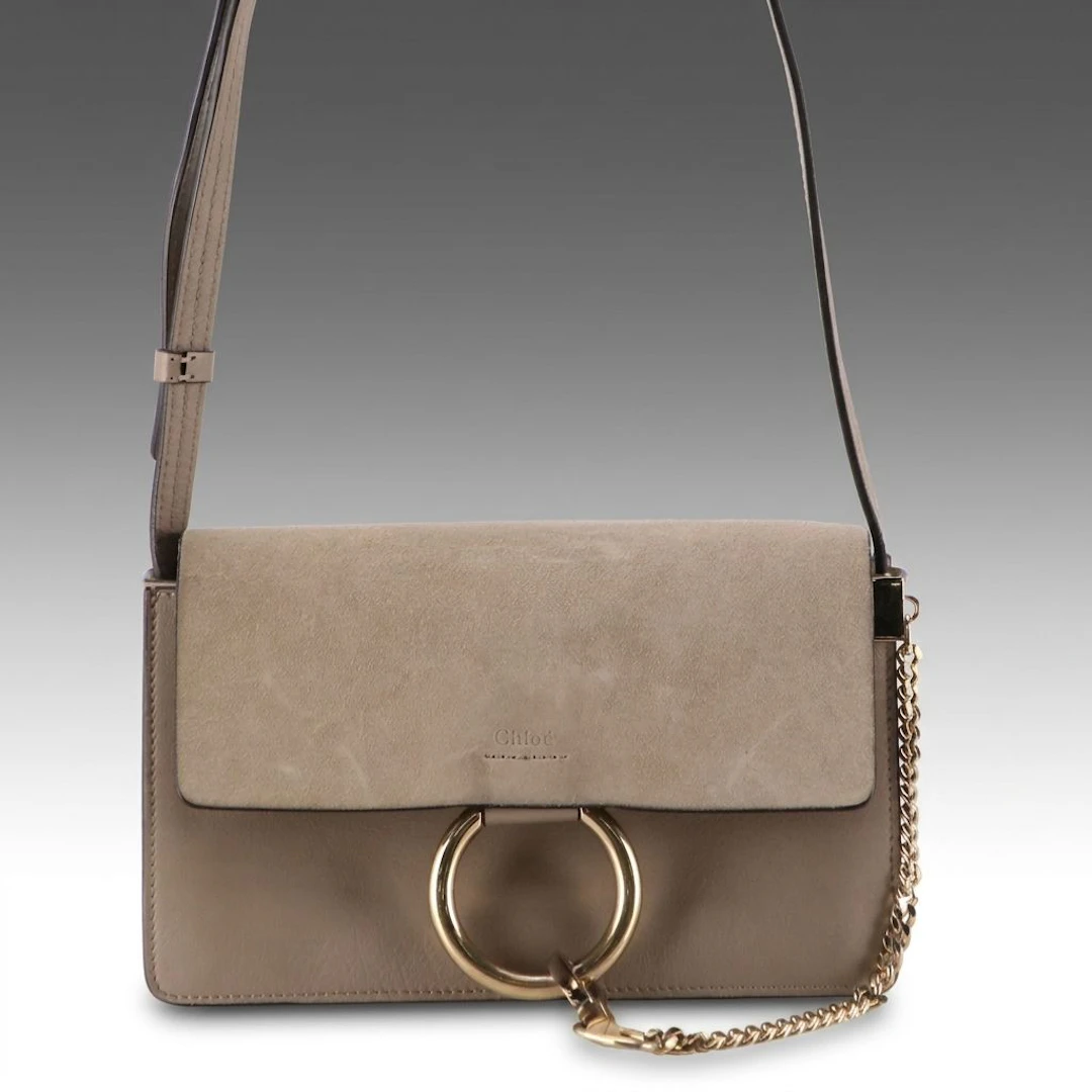 Chloé Faye Small Crossbody Bag in Calfskin Leather/Suede