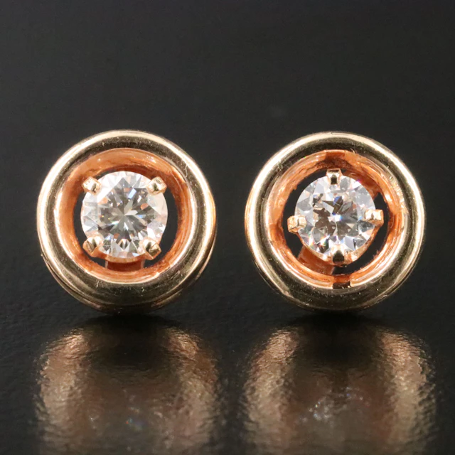 14K Rose Gold 0.66 CTW Diamond Solitaire Earrings