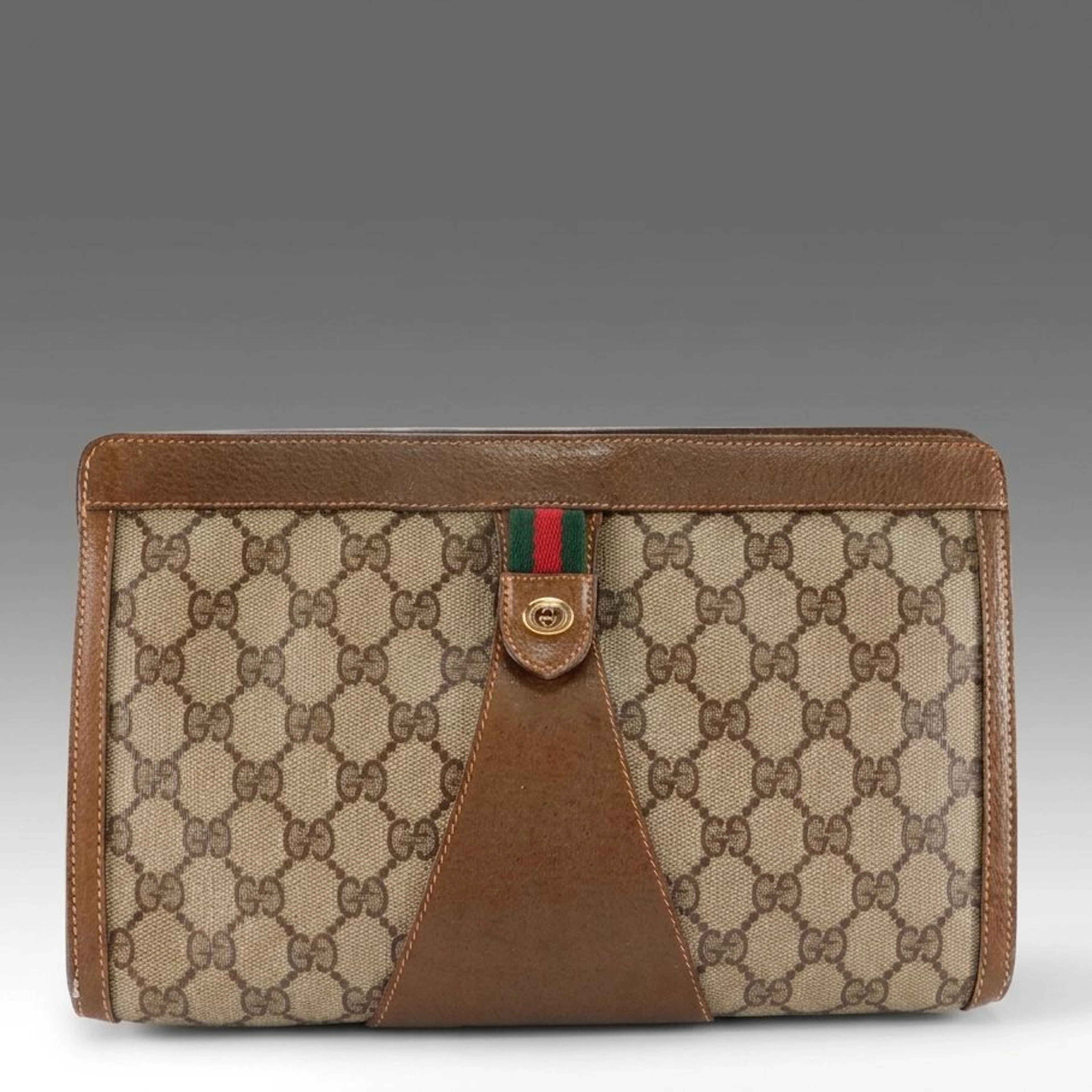 Gucci Accessory Collection Clutch in GG Supreme Canvas/Cinghiale Leather