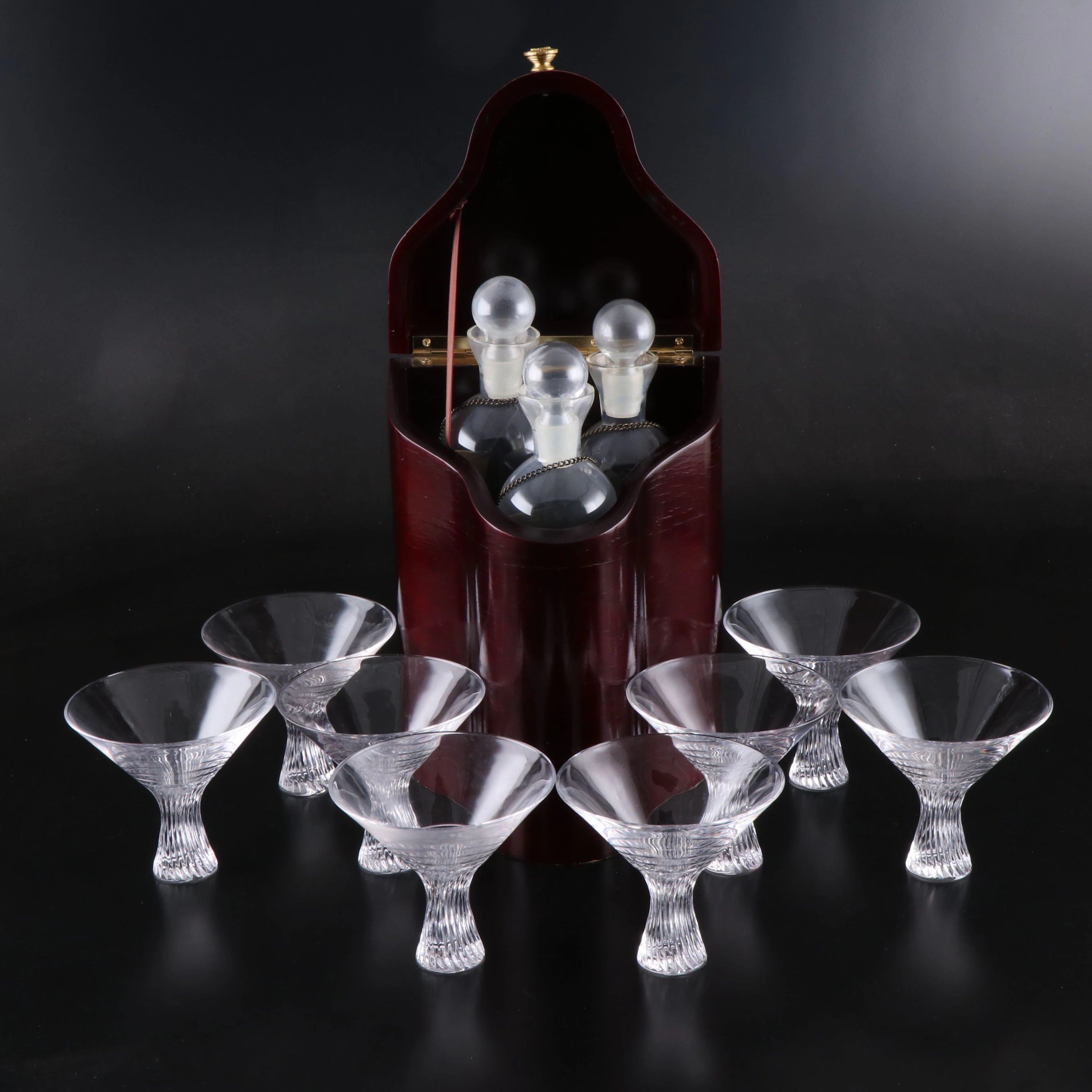 Nachtmann Crystal Stemware with Lacquered Wood Decanter Set Box