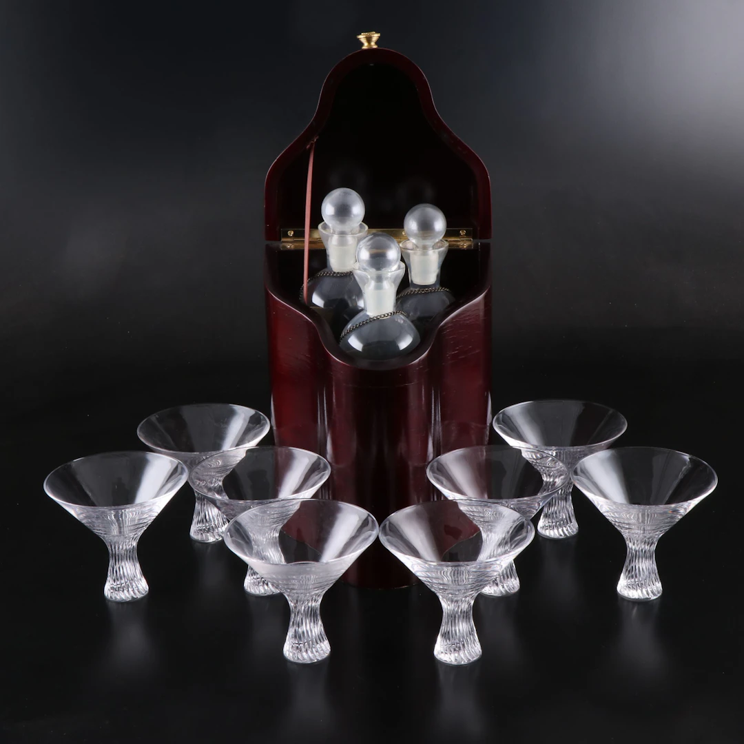 Nachtmann Crystal Stemware with Lacquered Wood Decanter Set Box