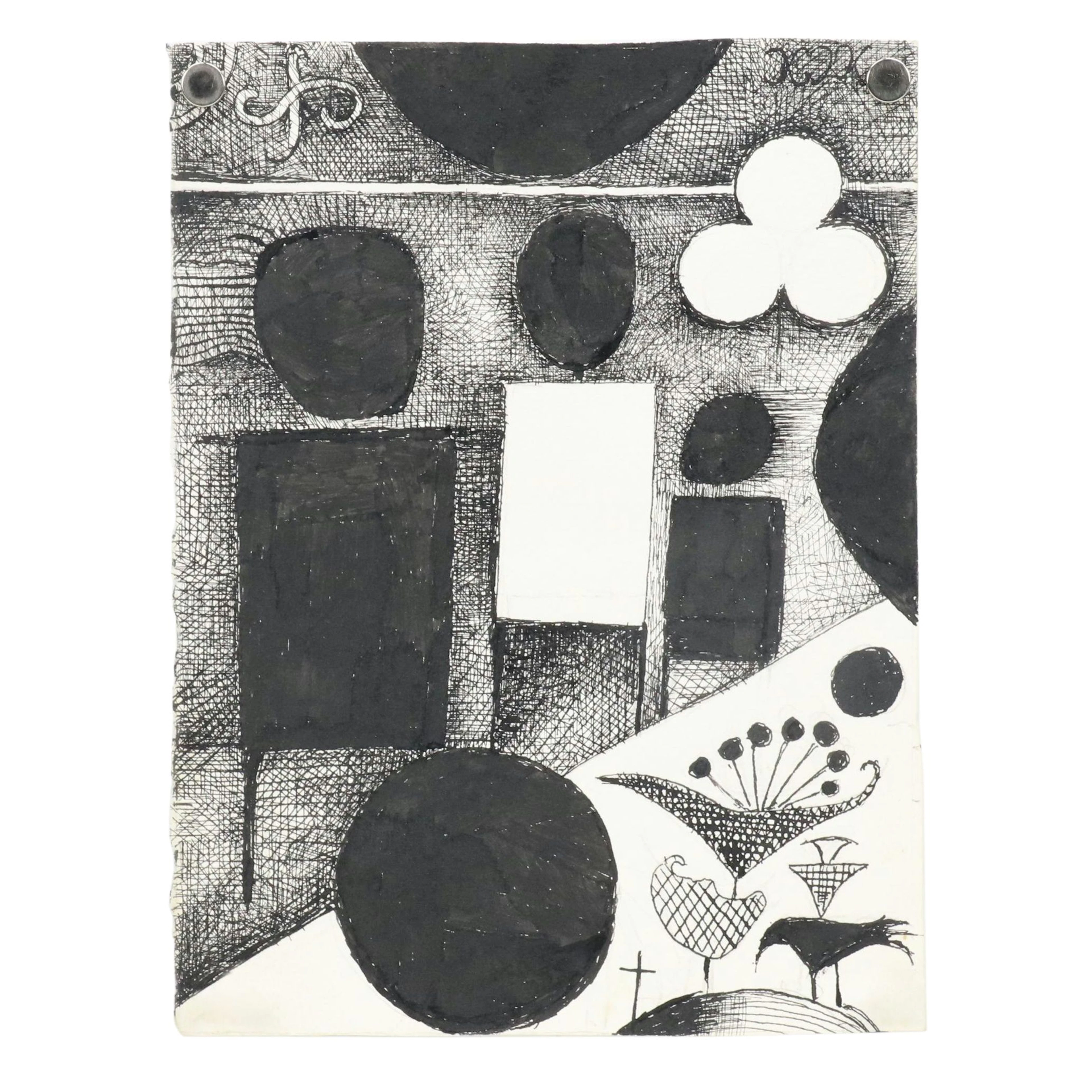 Nikolay "Kuk" Manuylov Surrealist Abstract Ink Drawing, 2021