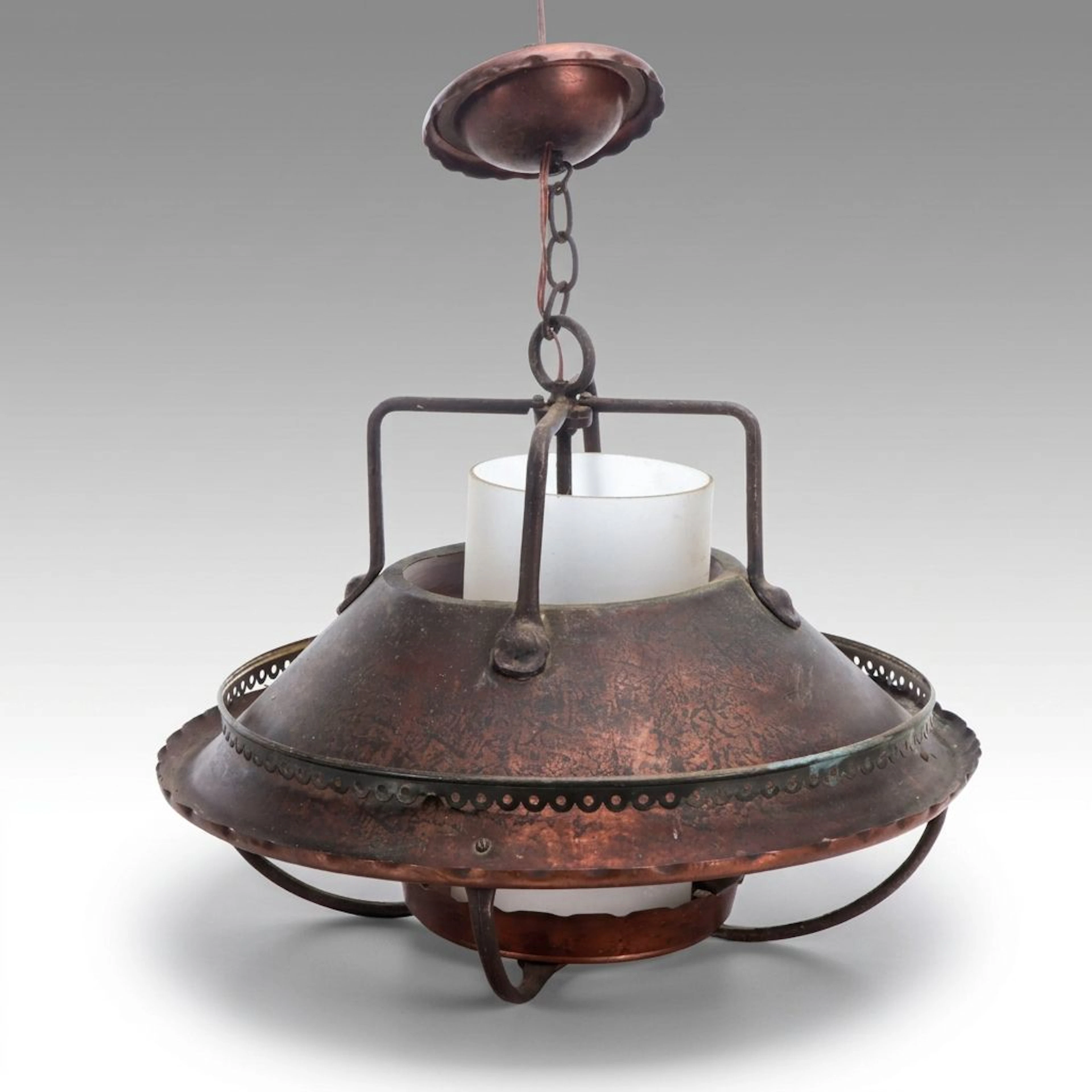 Craftsman Copper Oil Lamp Style Pendant Light, 21st Century