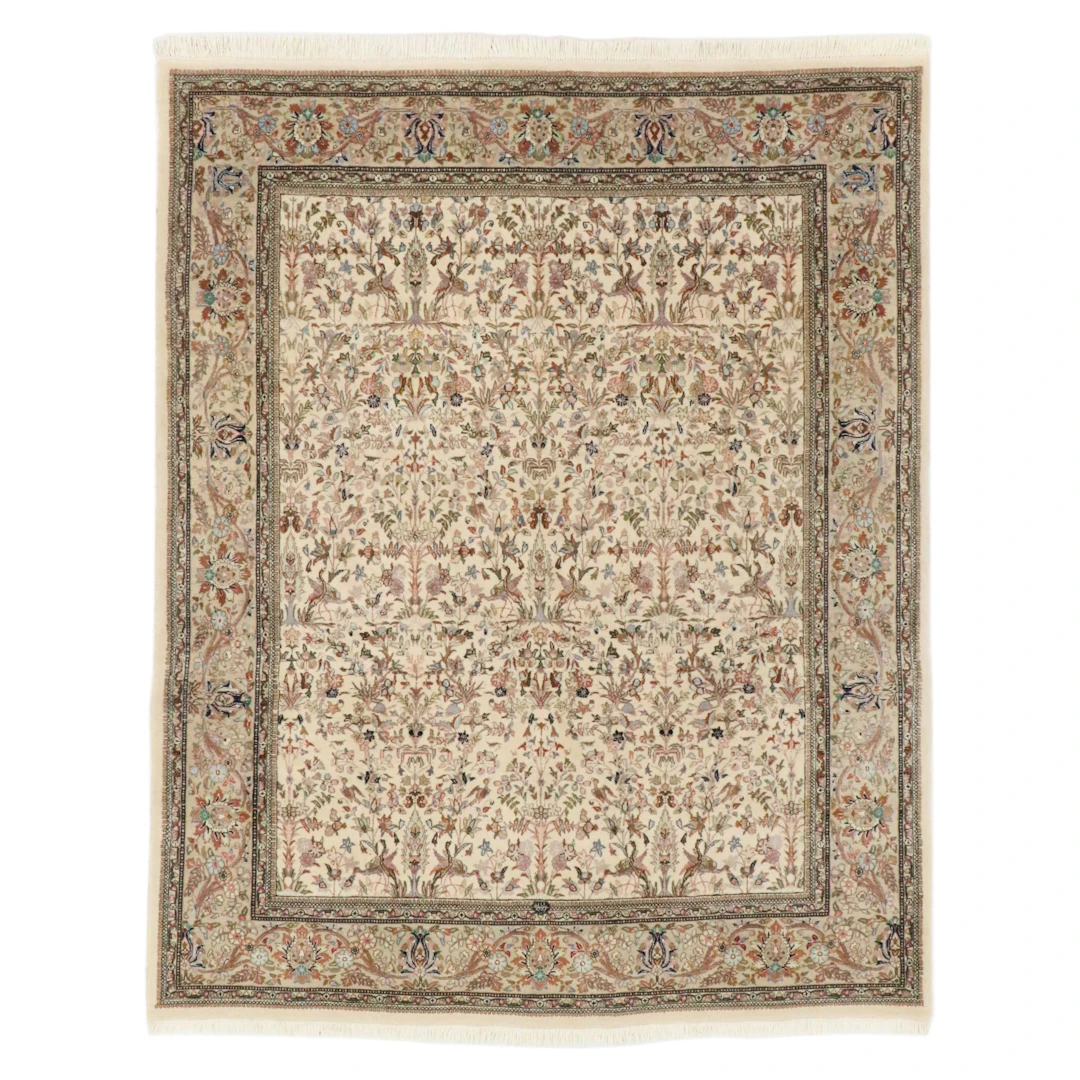 7'8 x 9'11 Hand-Knotted Signed Persian Tabriz Area Rug