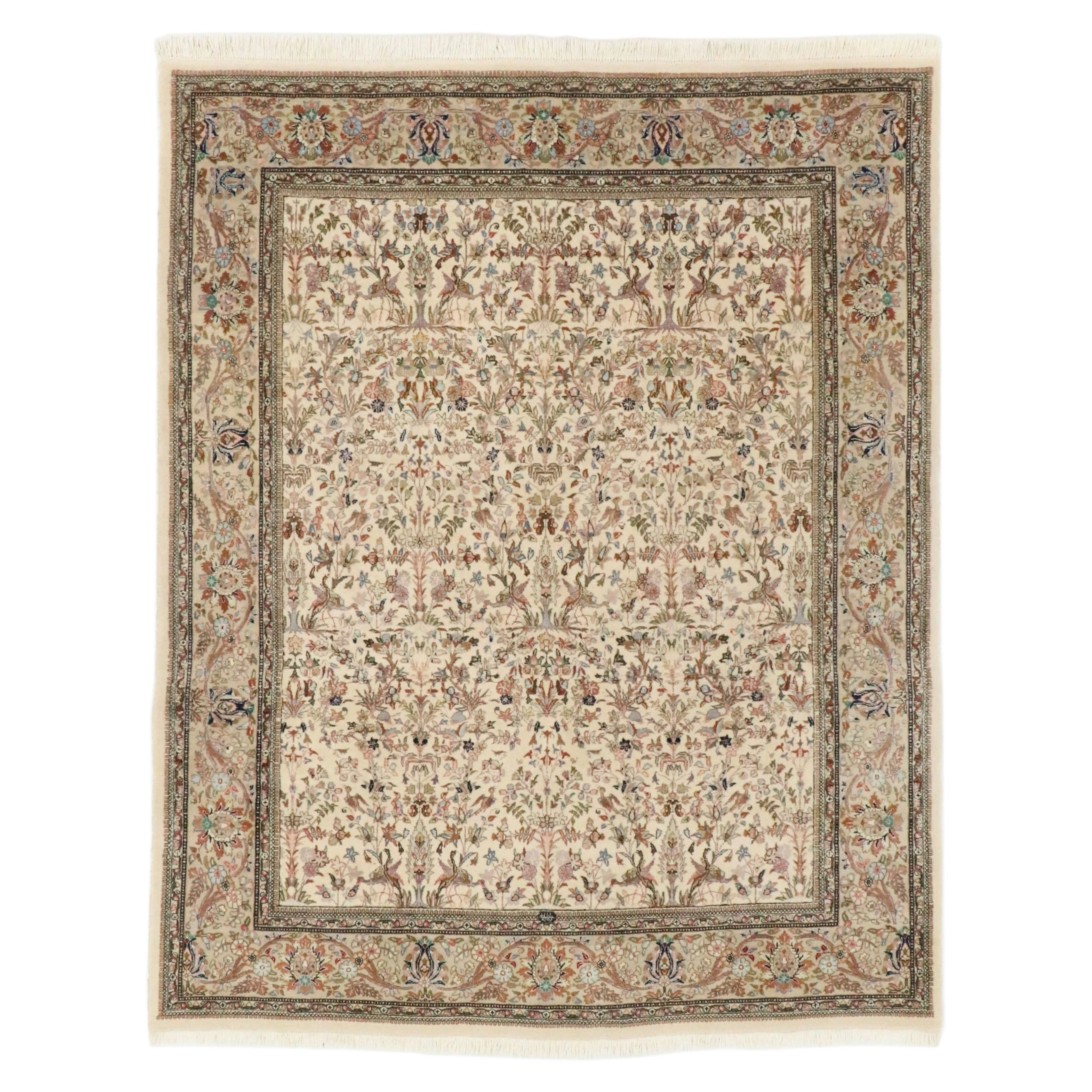7'8 x 9'11 Hand-Knotted Signed Persian Tabriz Area Rug