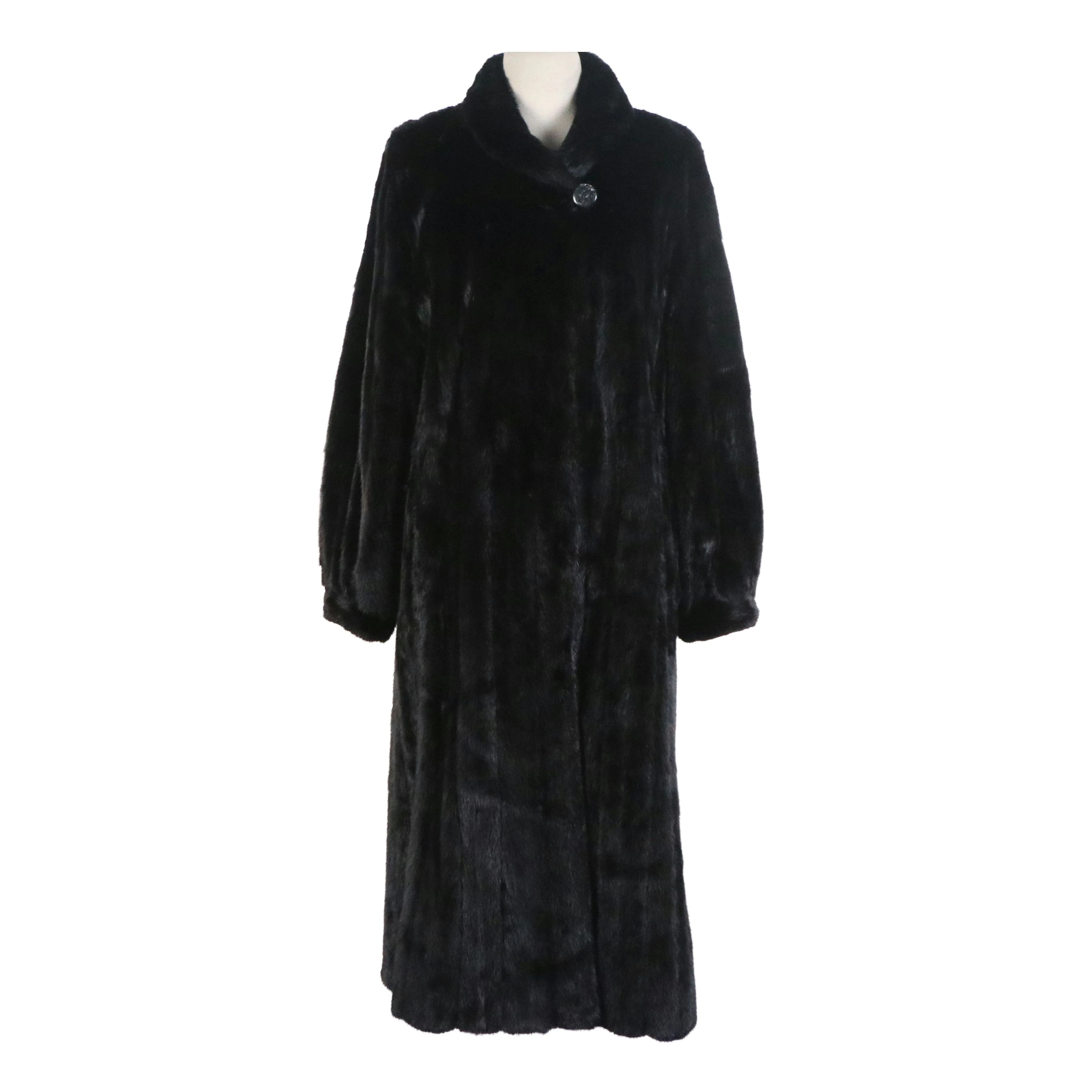 Vintage Black Mink Fur Coat from Montaldo's Furs