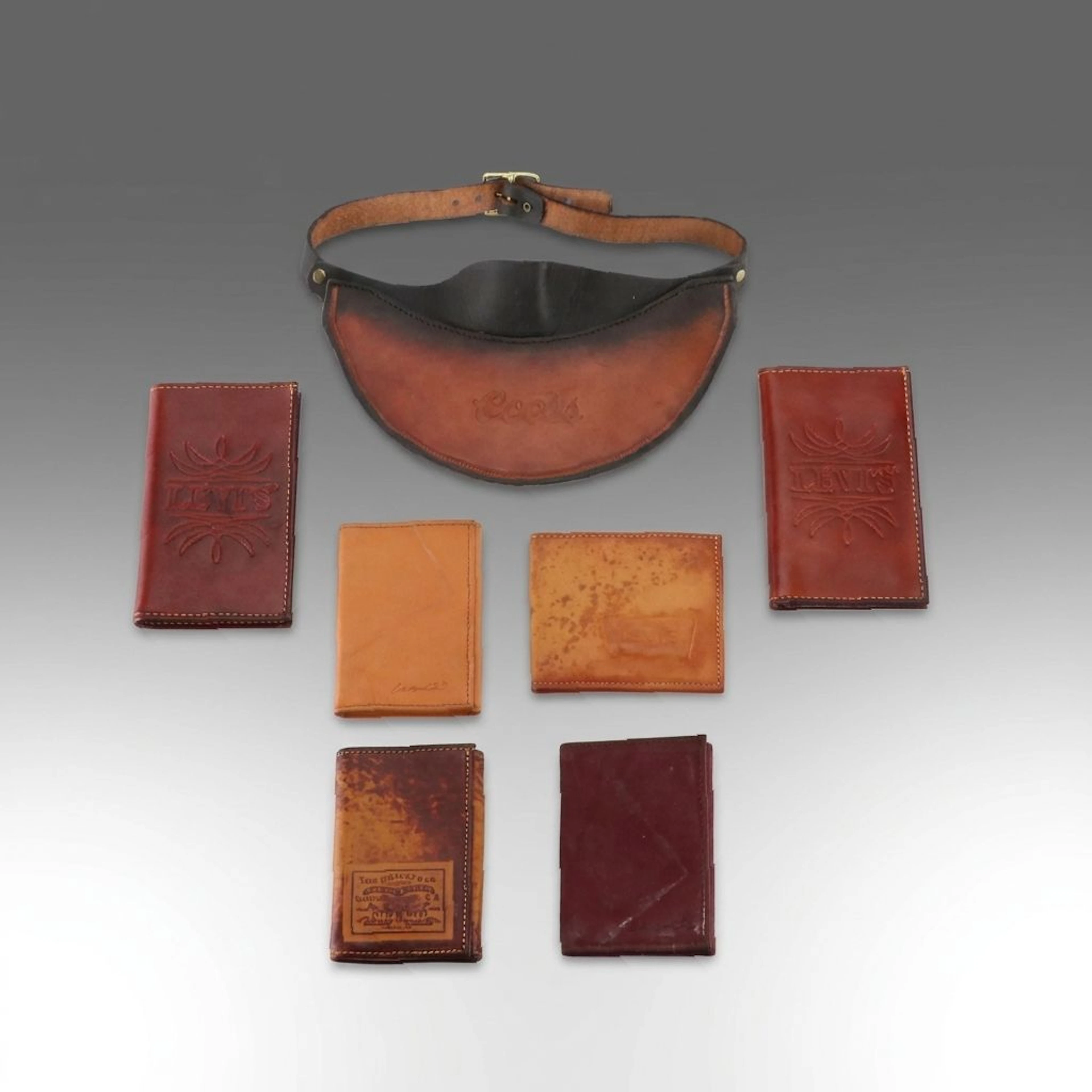 Levi's Bifold and Trifold Leather Wallets with Coors Leather Visor, Vintage