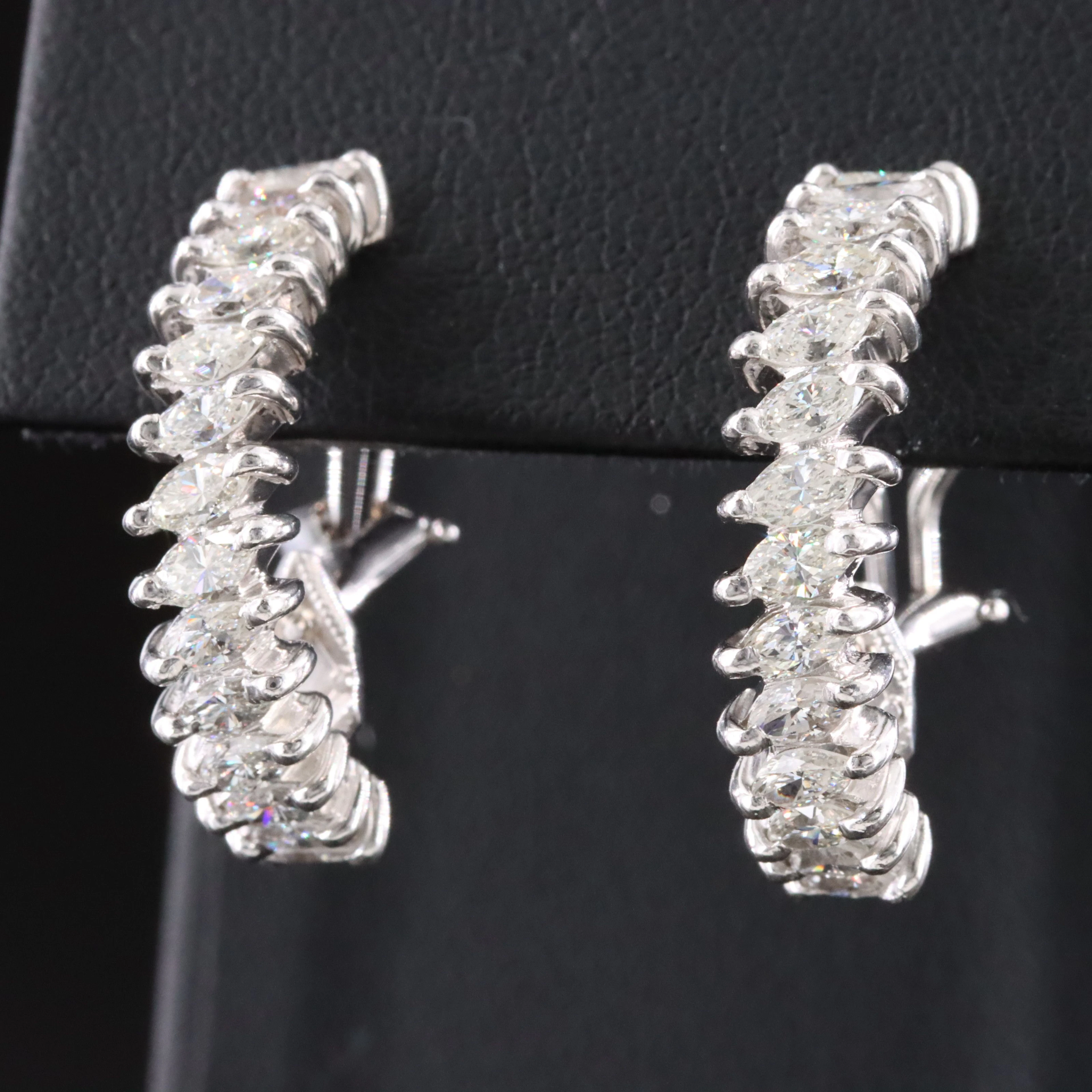 Platinum Palladium Alloy Half Hoop 2.31 CTW Diamond Earrings