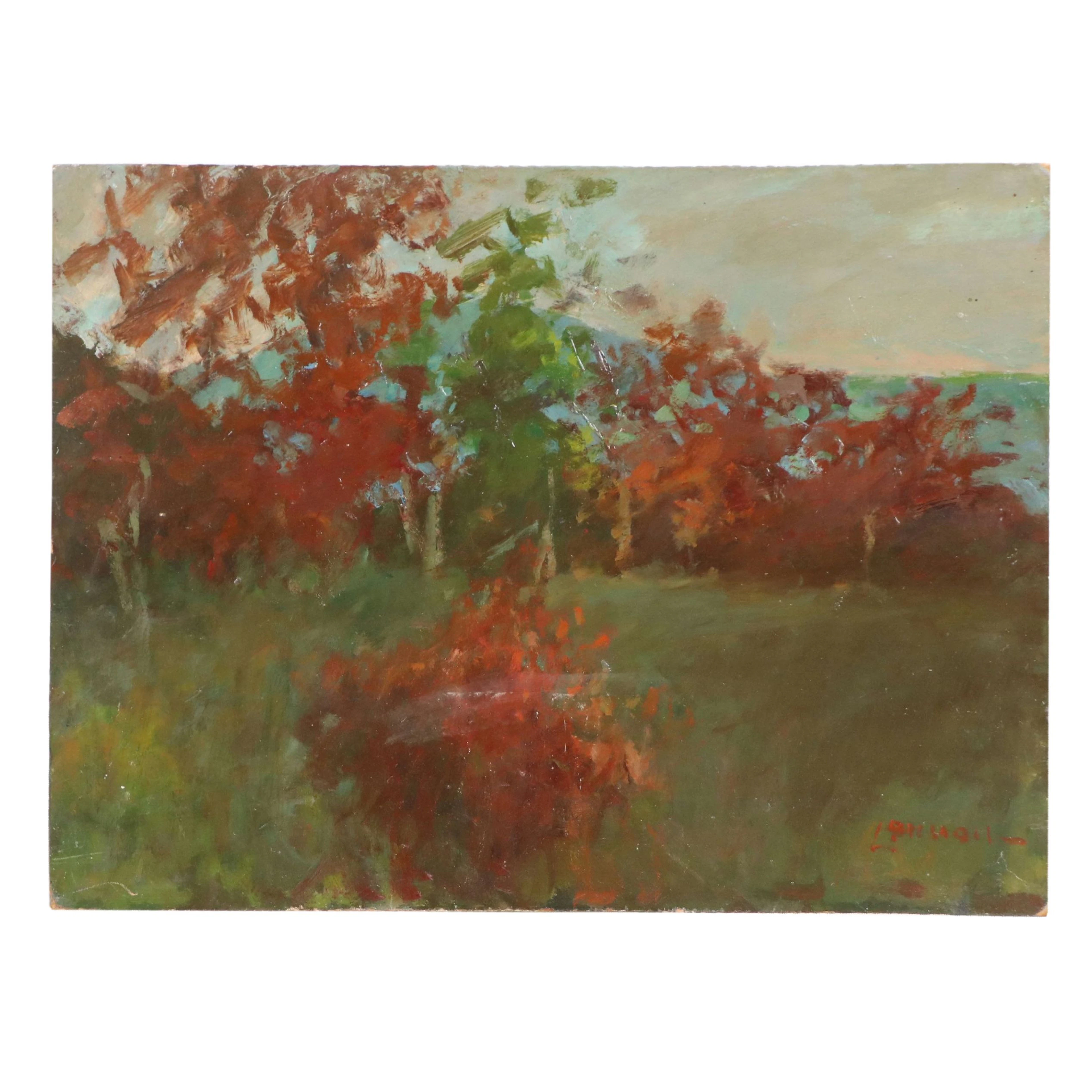 Bernard Lennon Plein Air Oil Painting "The Corner of an Autumn Field"