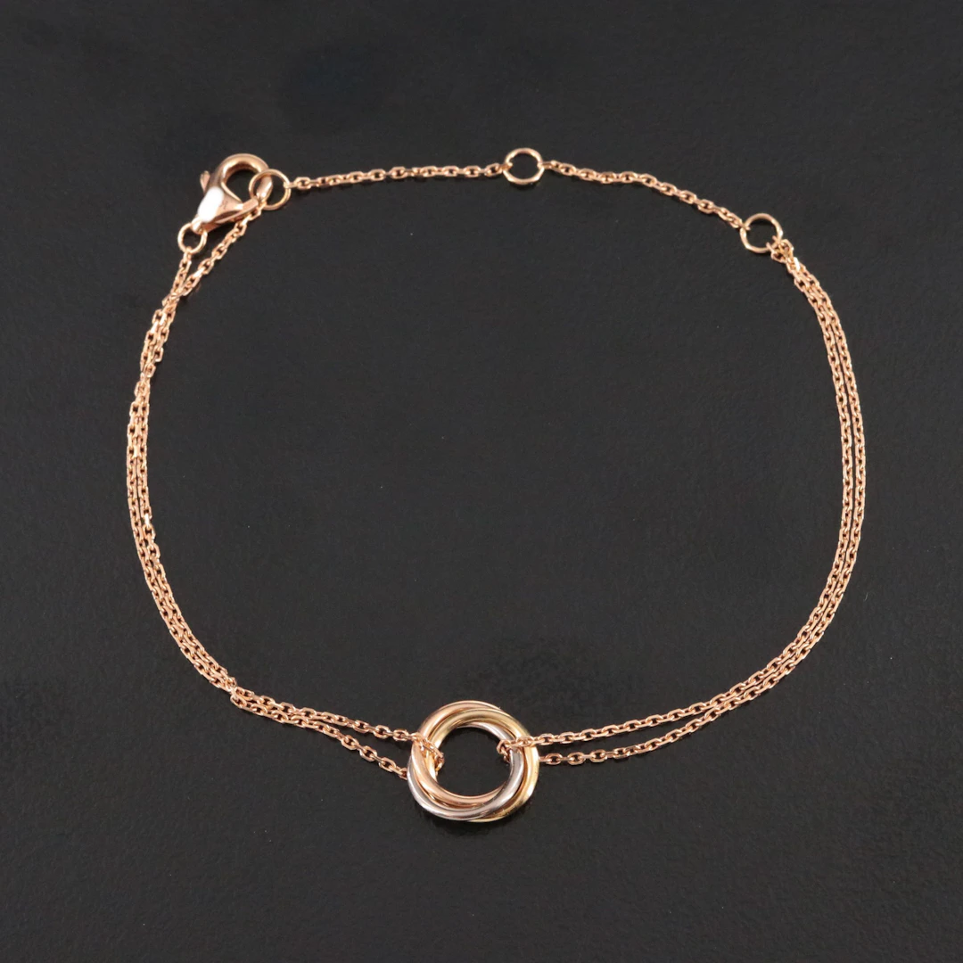Cartier Trinity 18K Rose Gold Bracelet with Tri-Color Gold Ring