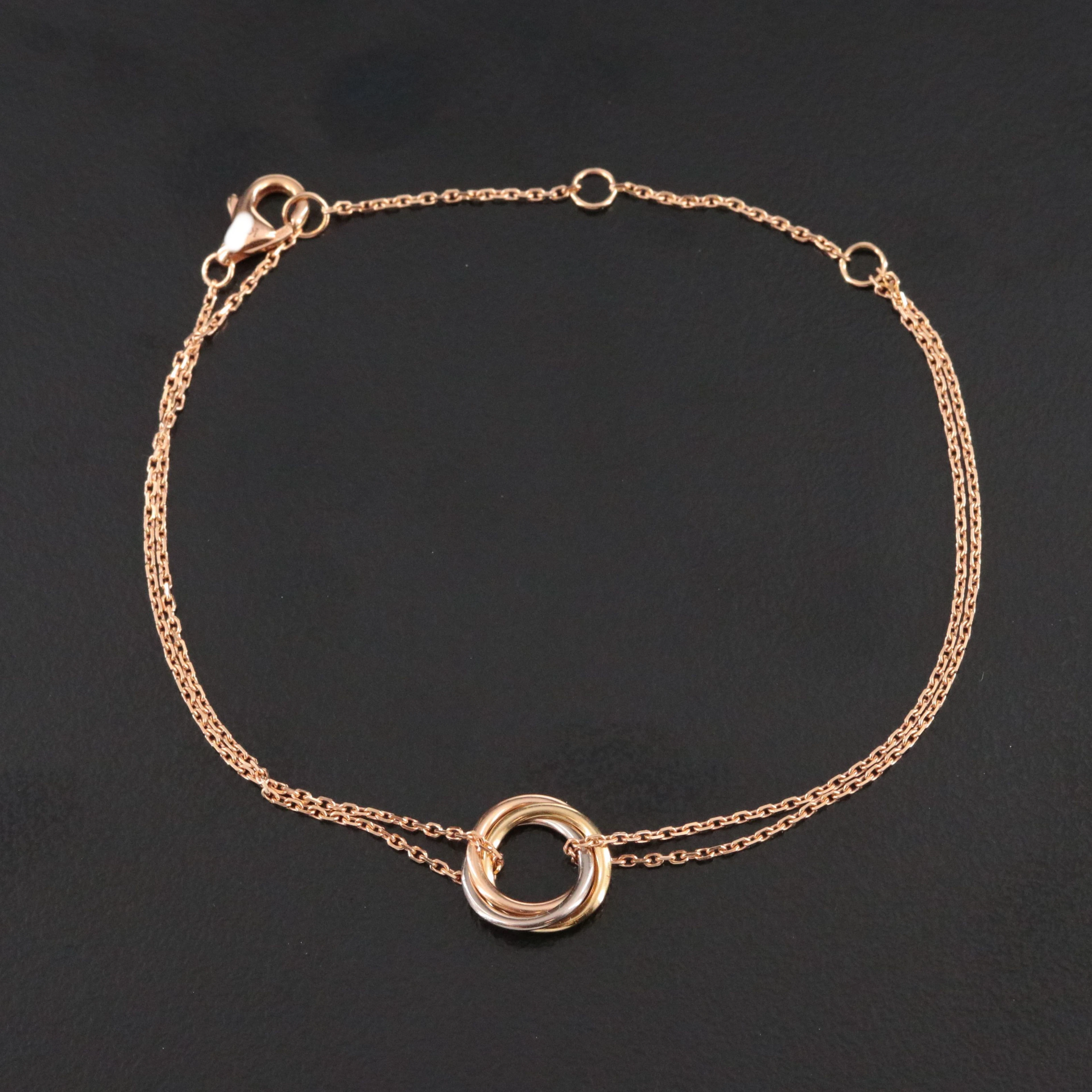 Cartier Trinity 18K Rose Gold Bracelet with Tri-Color Gold Ring