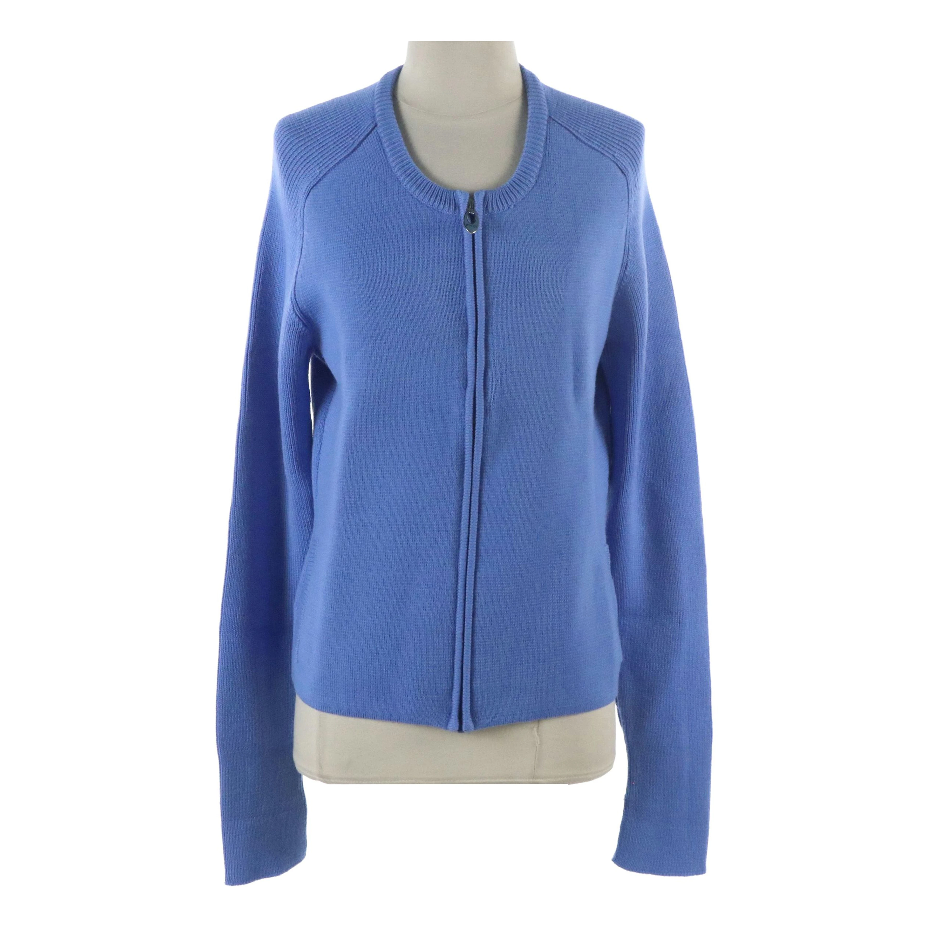 Emilio Pucci Blue Wool Full Zip Cardigan Jacket