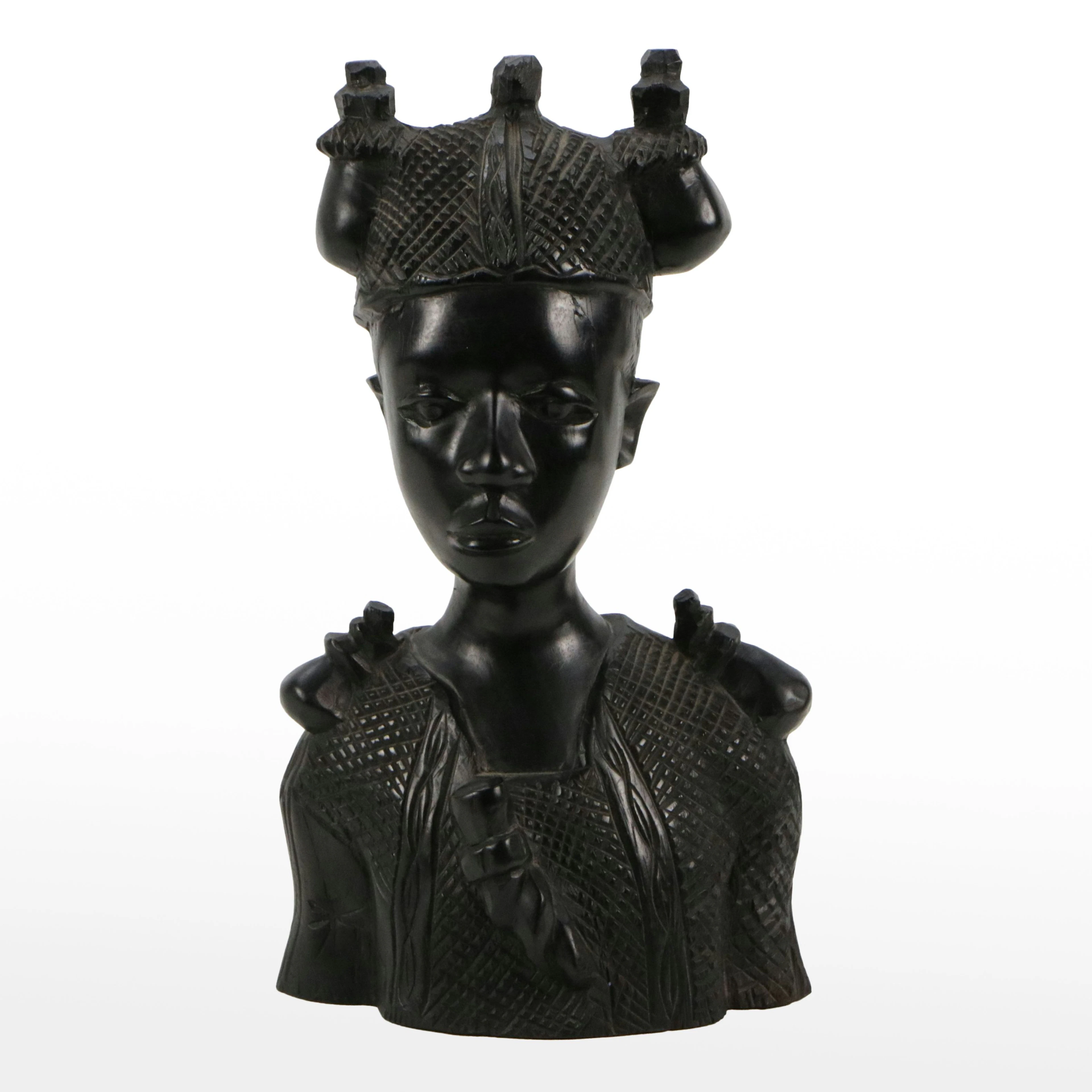 East African Hand-Carved Gabon Wood Sculpture Bust of Young Boy, Mid-20th C.
