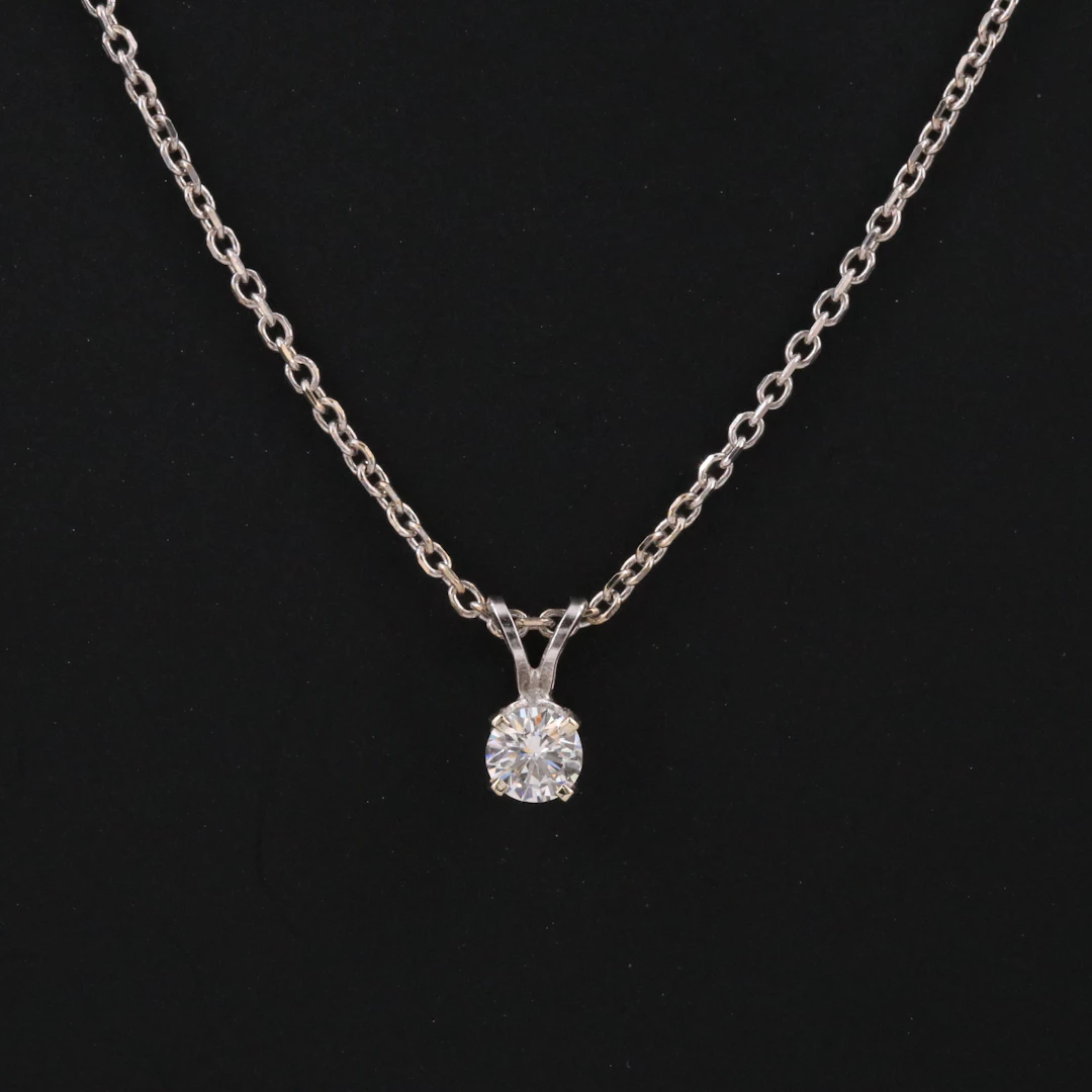 14K 0.32 CT Diamond Solitaire Necklace