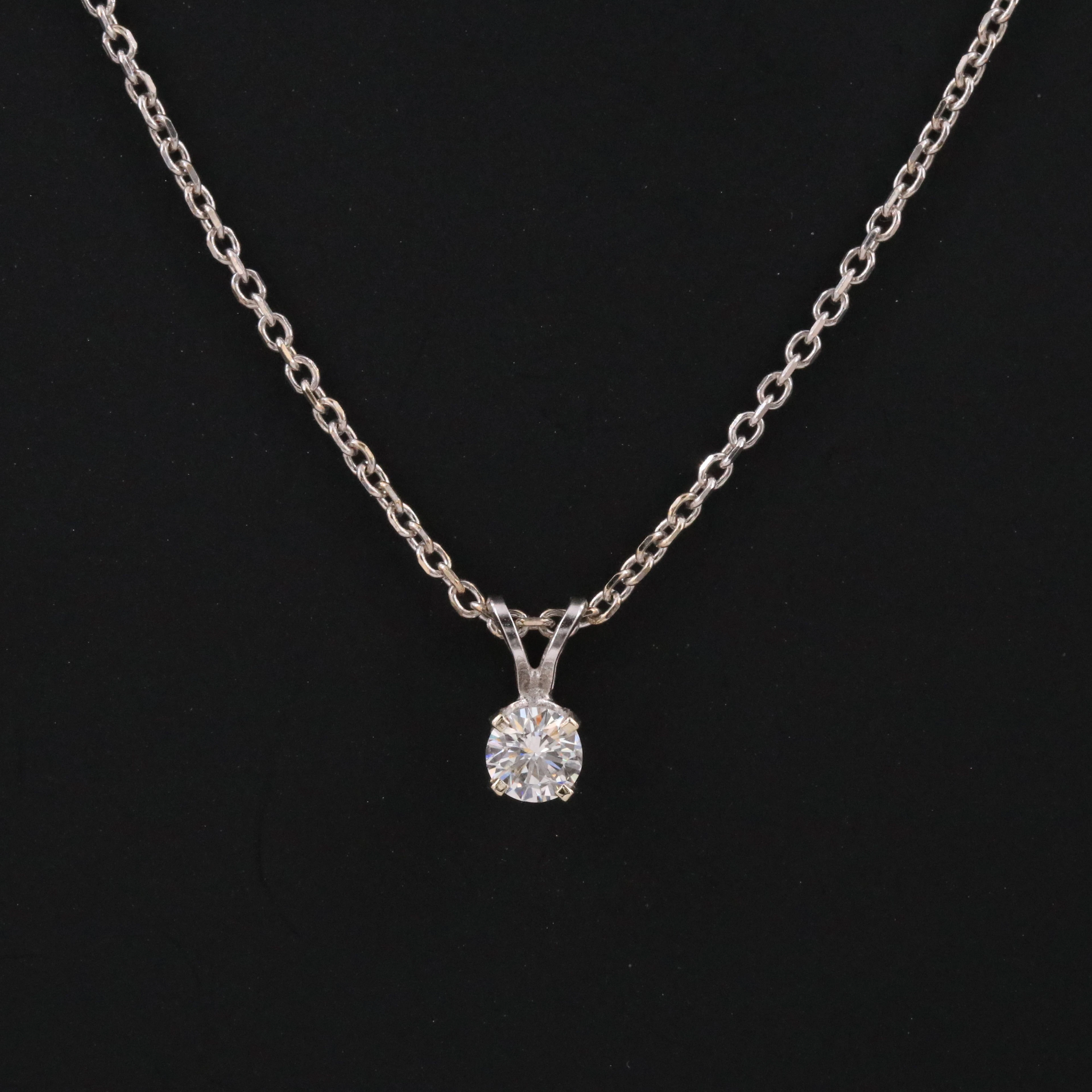 14K 0.32 CT Diamond Solitaire Necklace