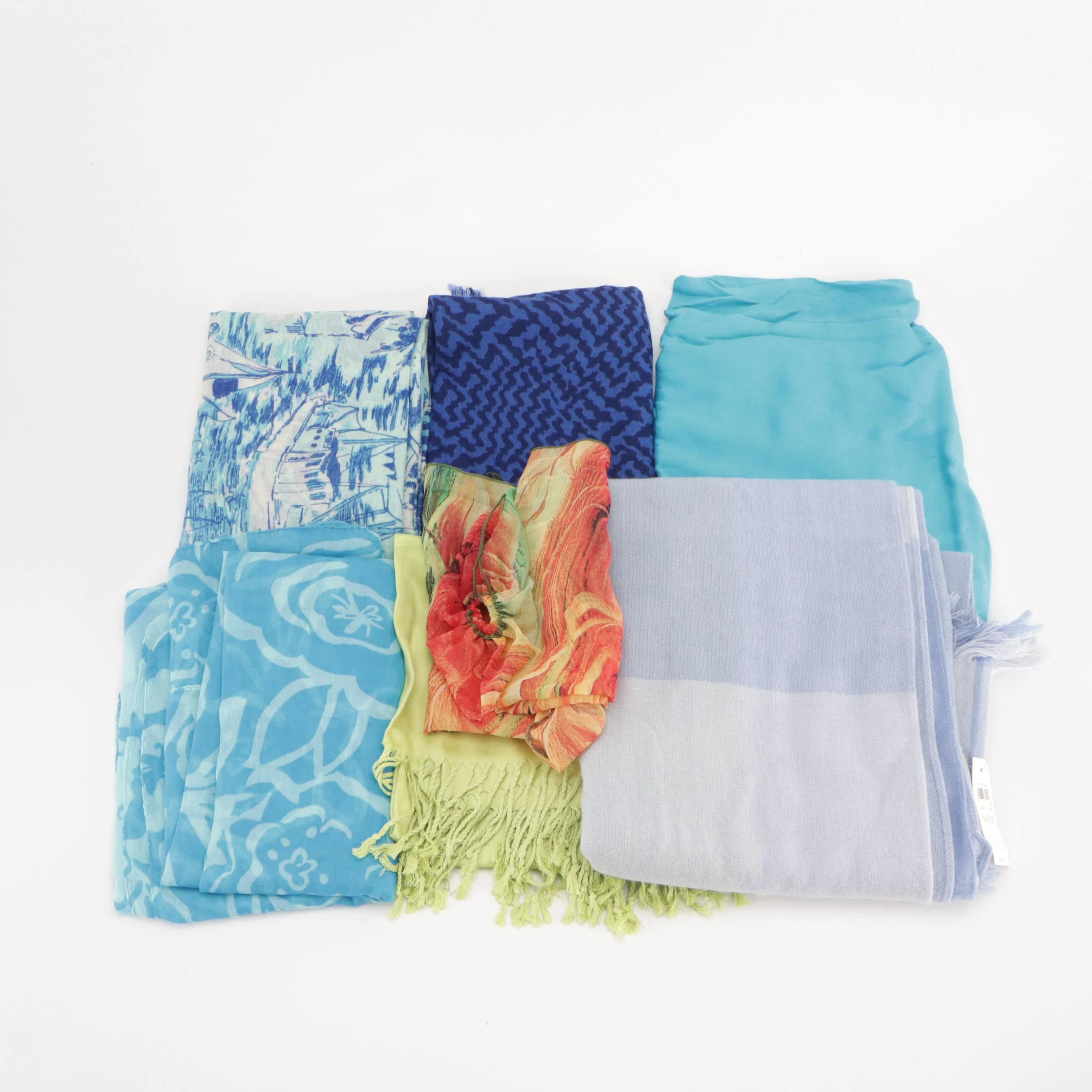 Lilly Pulitzer Printed Silk/Cashmere Shawl, Ann Taylor Lavender Scarf, and More