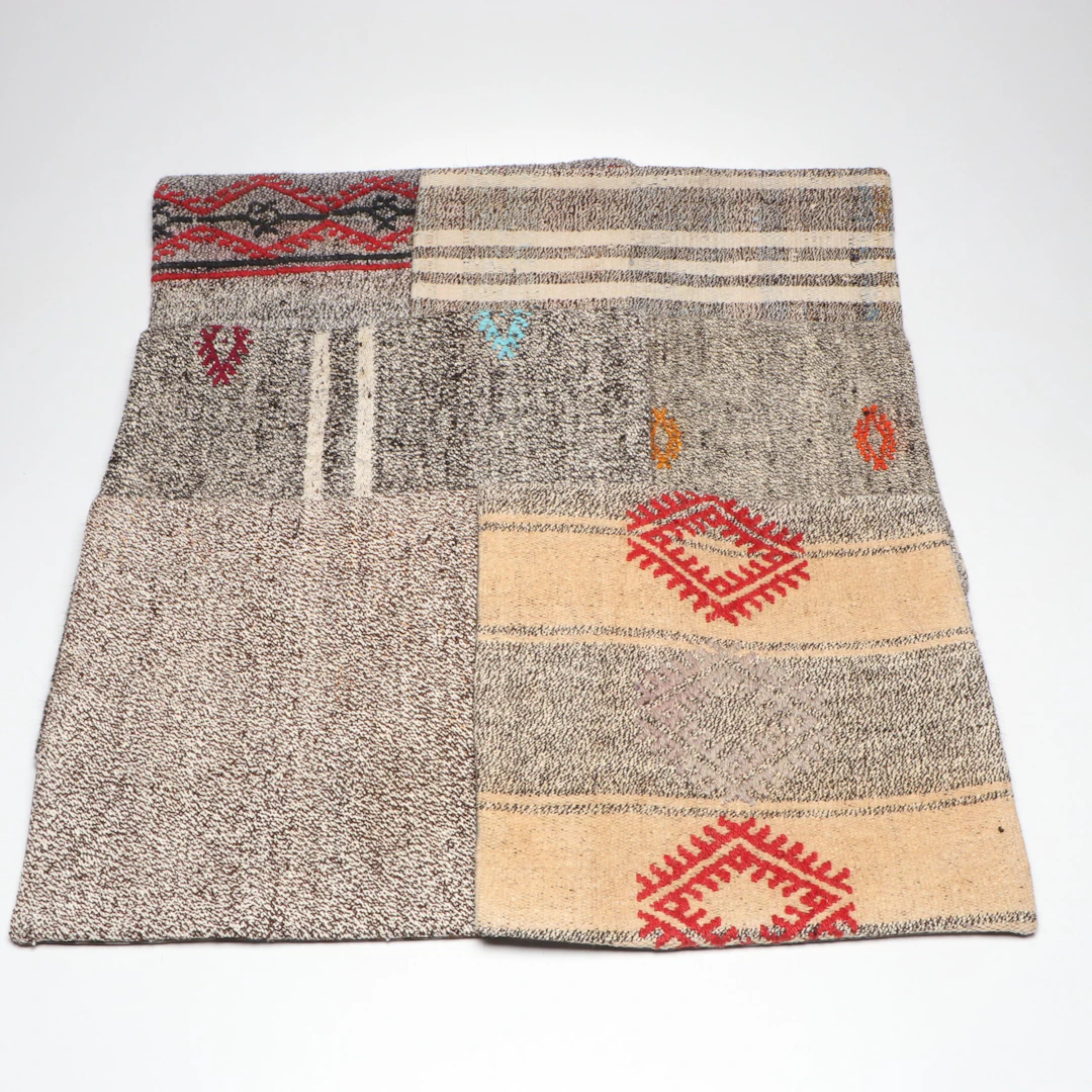 Turkish Overdyed Handwoven Rug Faced Pillow Covers