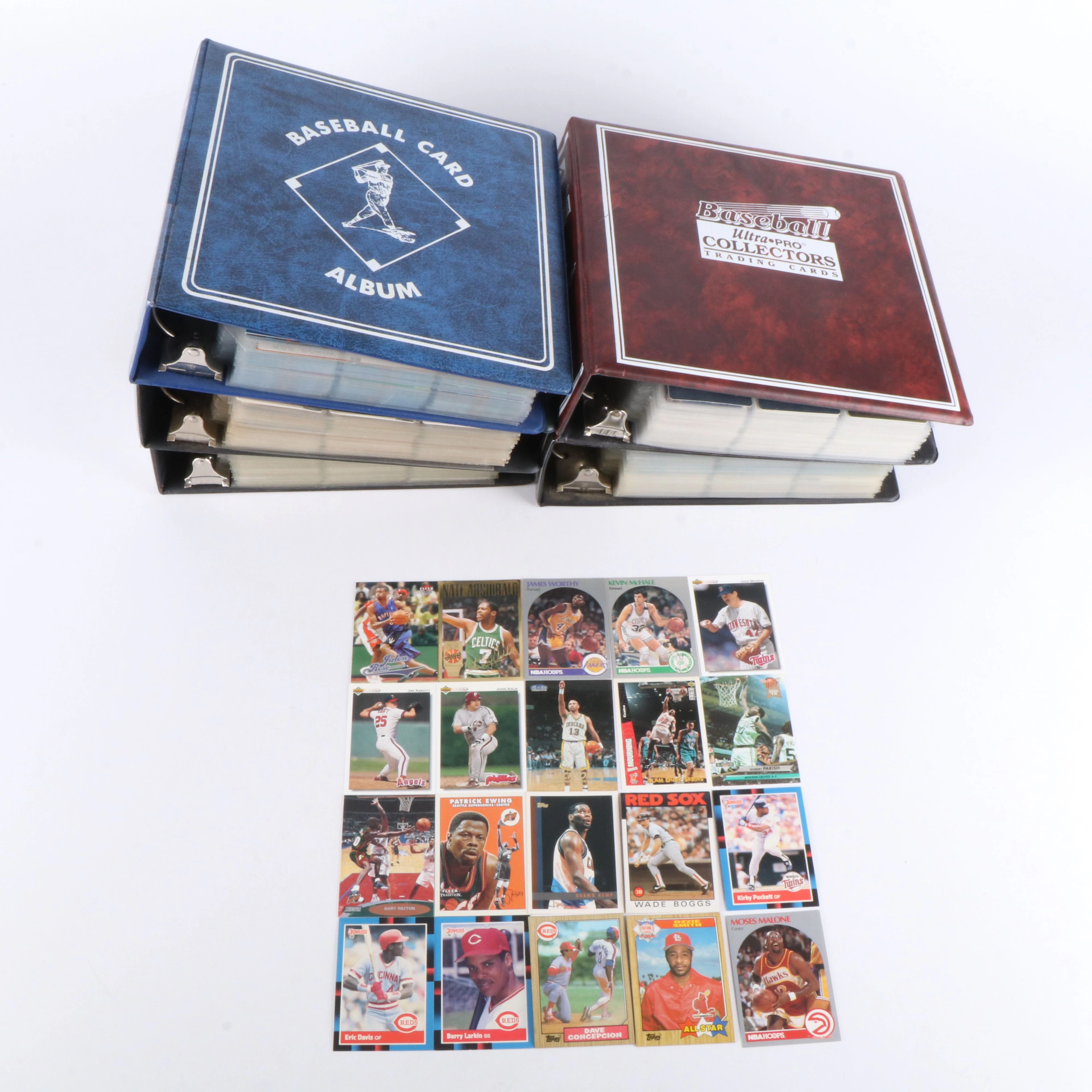 Five Full Albums of Basketball and Baseball Cards, 1990s to Early 2000s