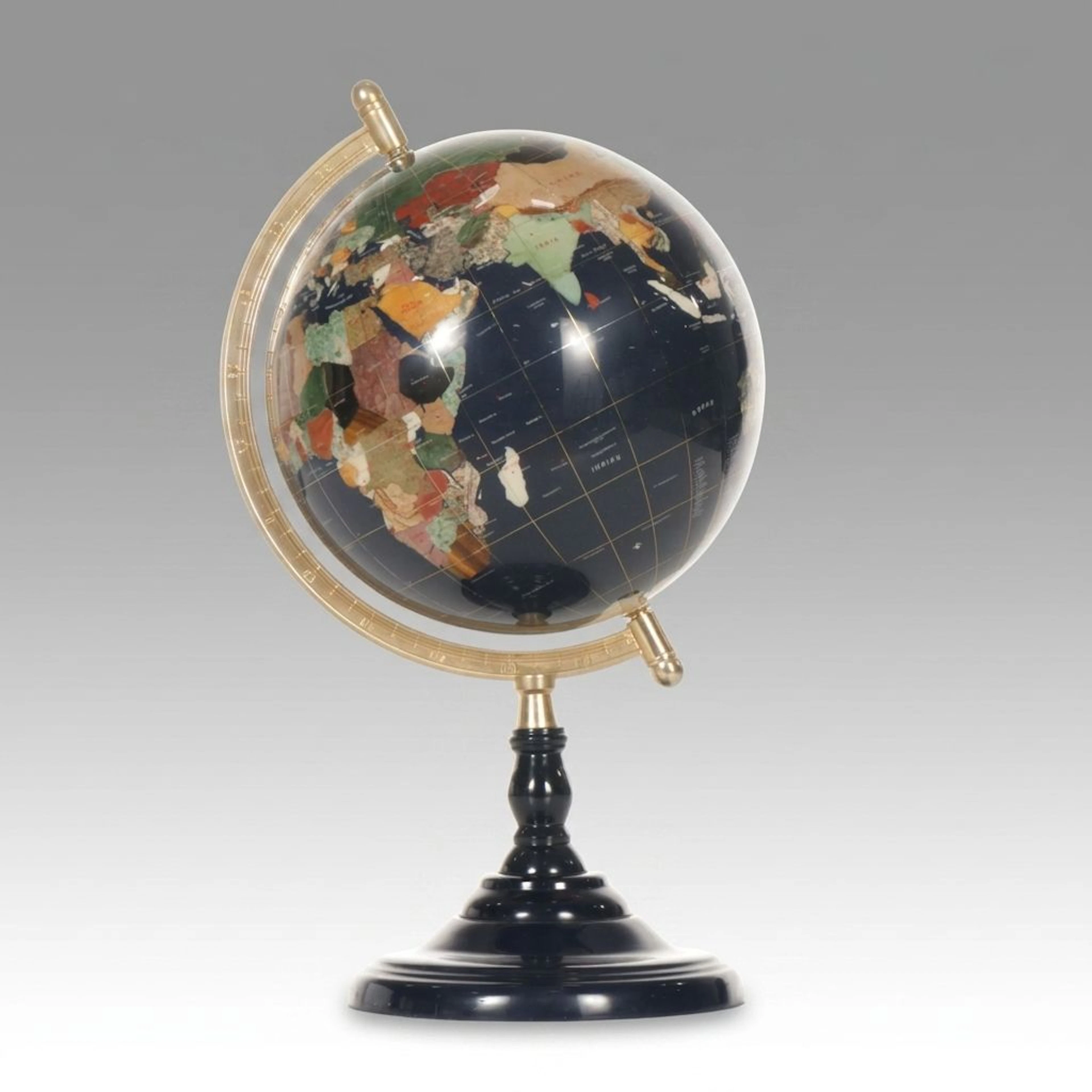 Hand-Crafted Abalone and Mixed Stone Decorative Globe