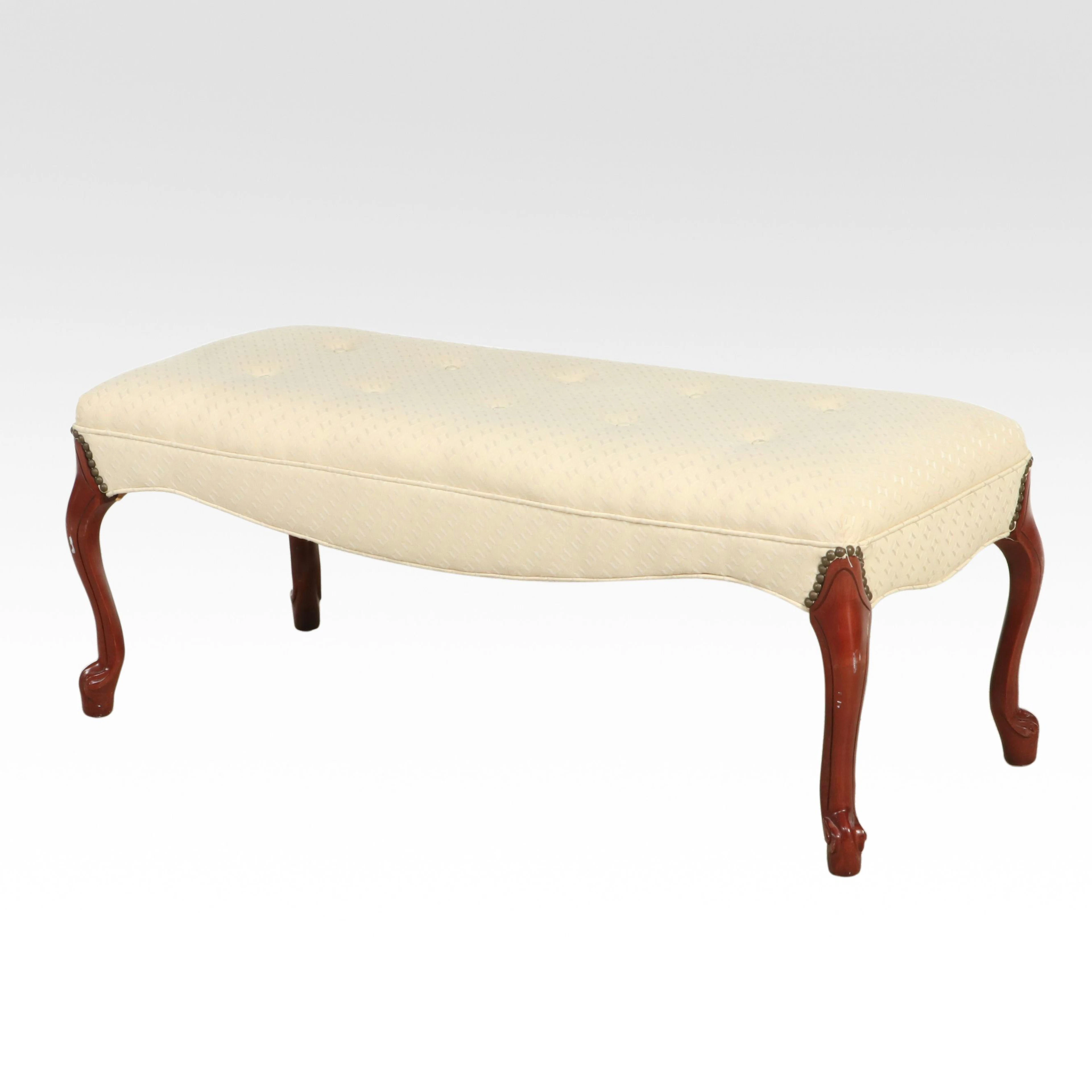 French Provincial Style Button-Tufted Bench, Late 20th Century