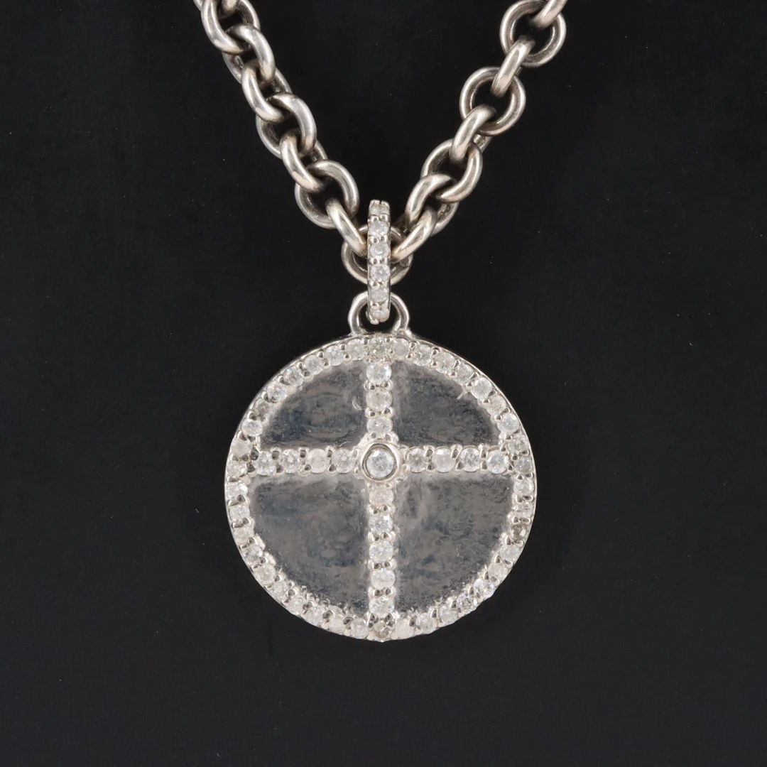 Sheryl Lowe Sterling Cross with Diamond Accents Necklace